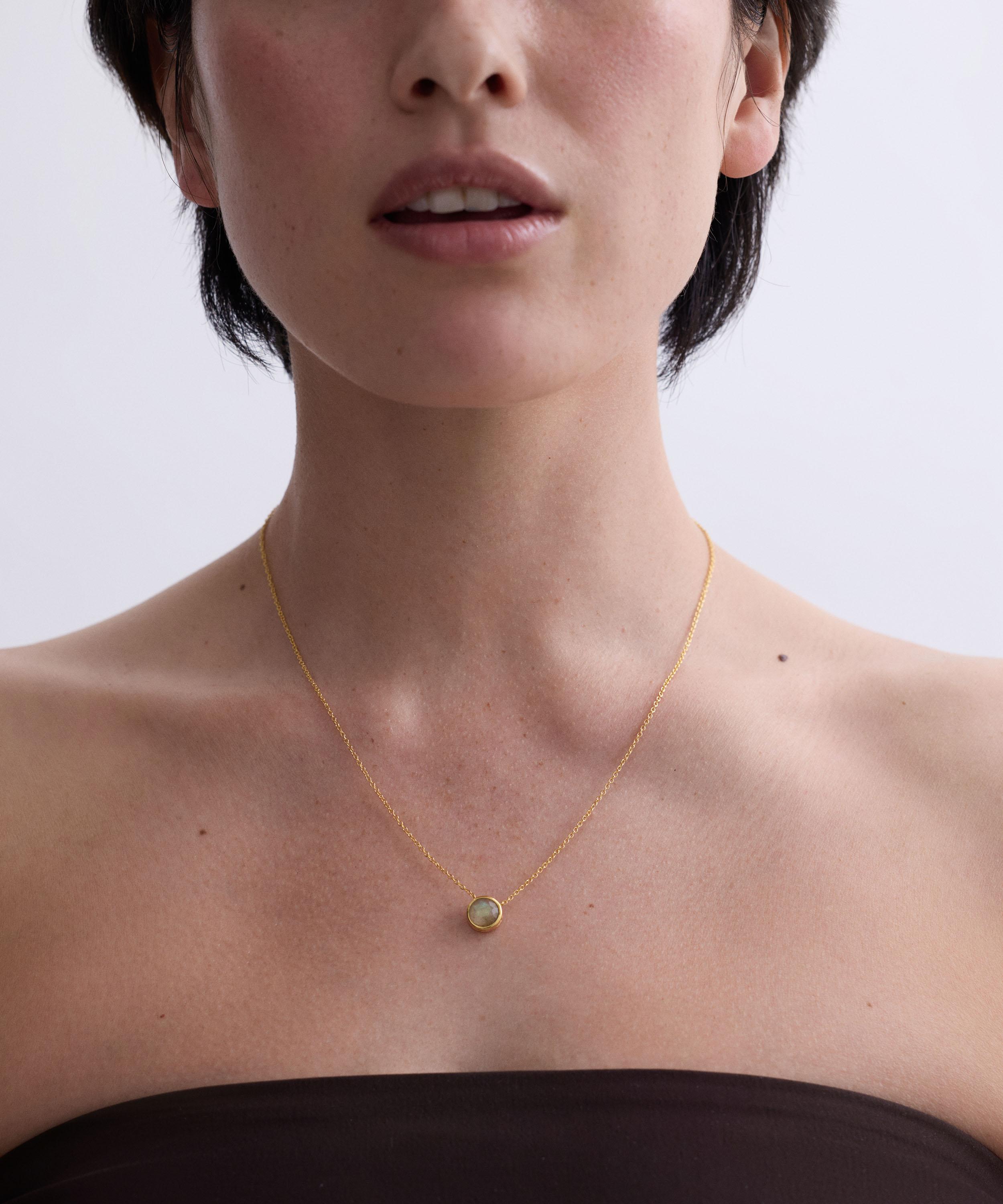Astley Clarke - 18ct Gold Plated Luna Labradorite Pendant Necklace image number 1