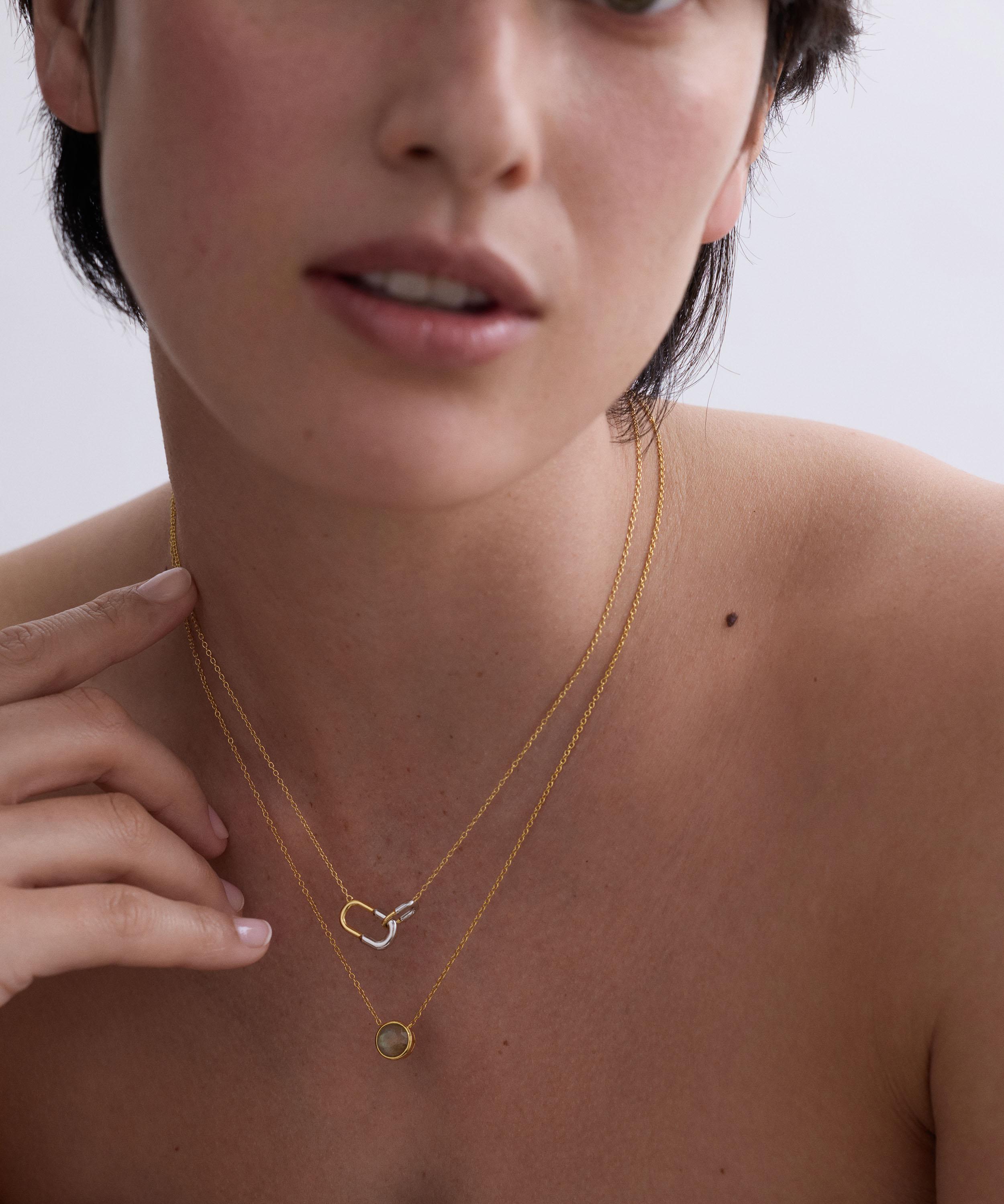 Astley Clarke - 18ct Gold Plated Luna Labradorite Pendant Necklace image number 2