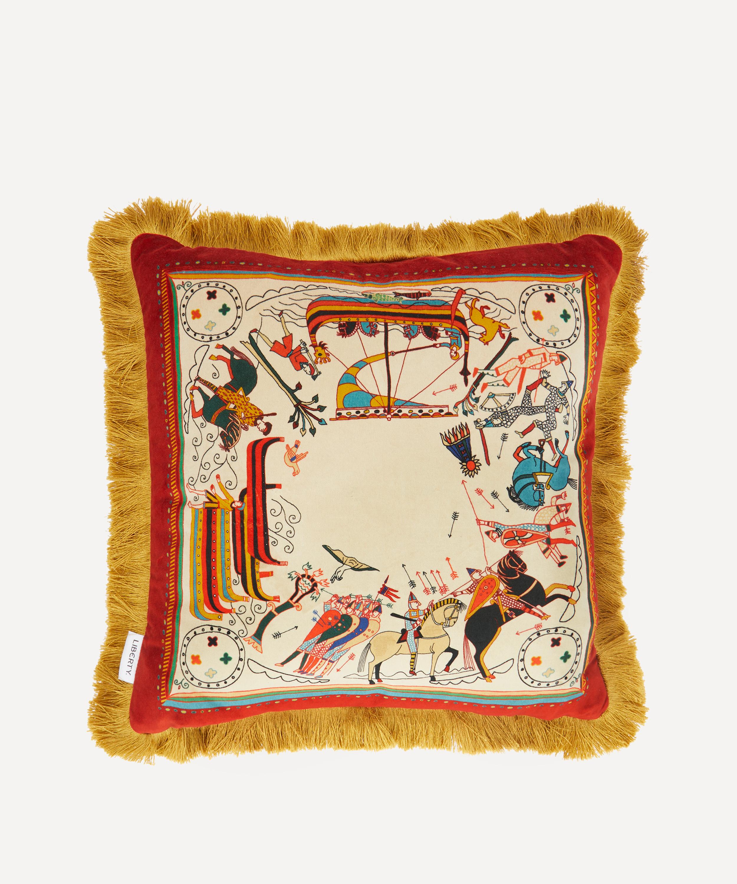 Liberty - Liberty | British Museum Bayeux Tapestry Velvet Fringed Cushion image number 0