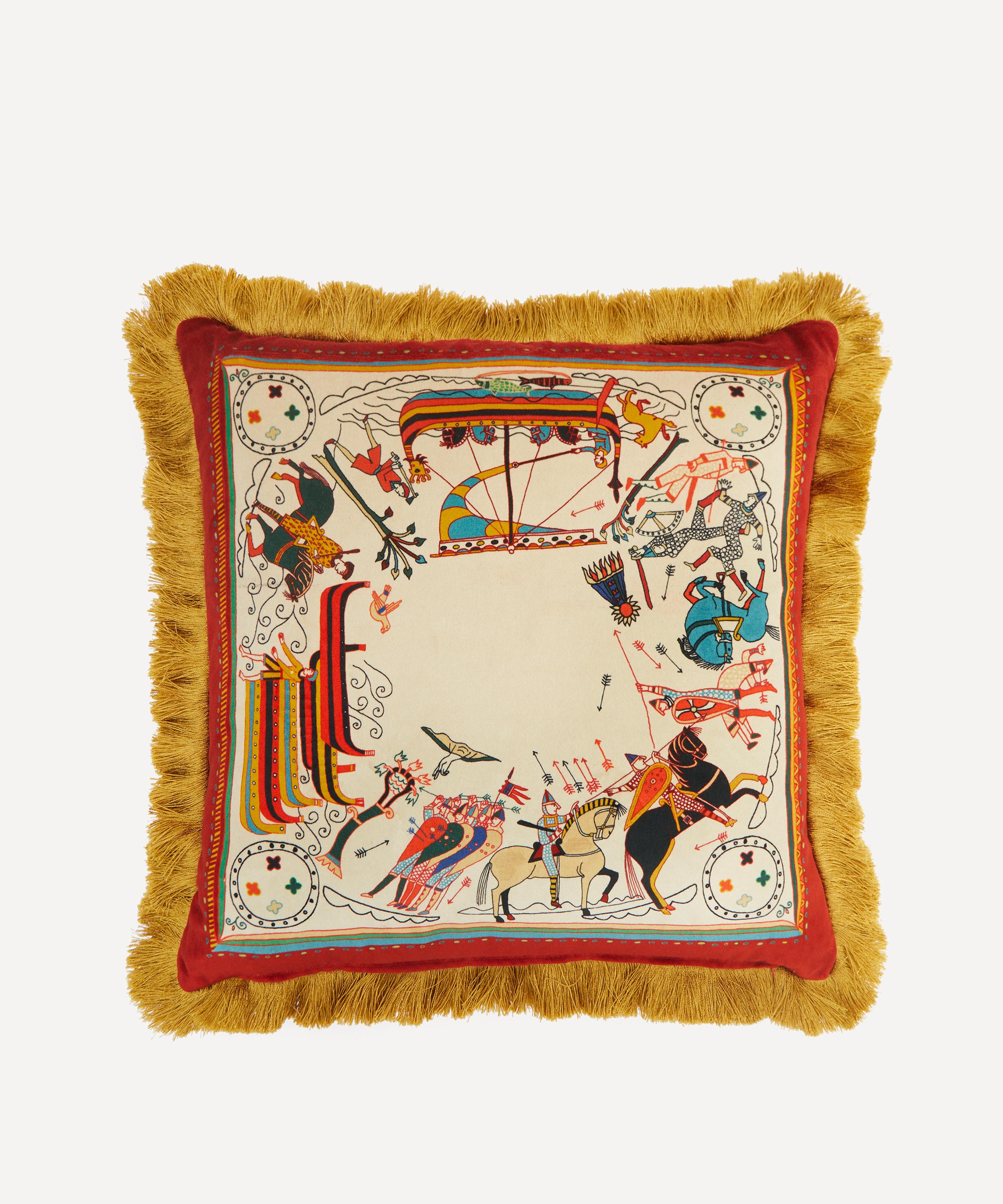 Liberty - Liberty | British Museum Bayeux Tapestry Velvet Fringed Cushion image number 1