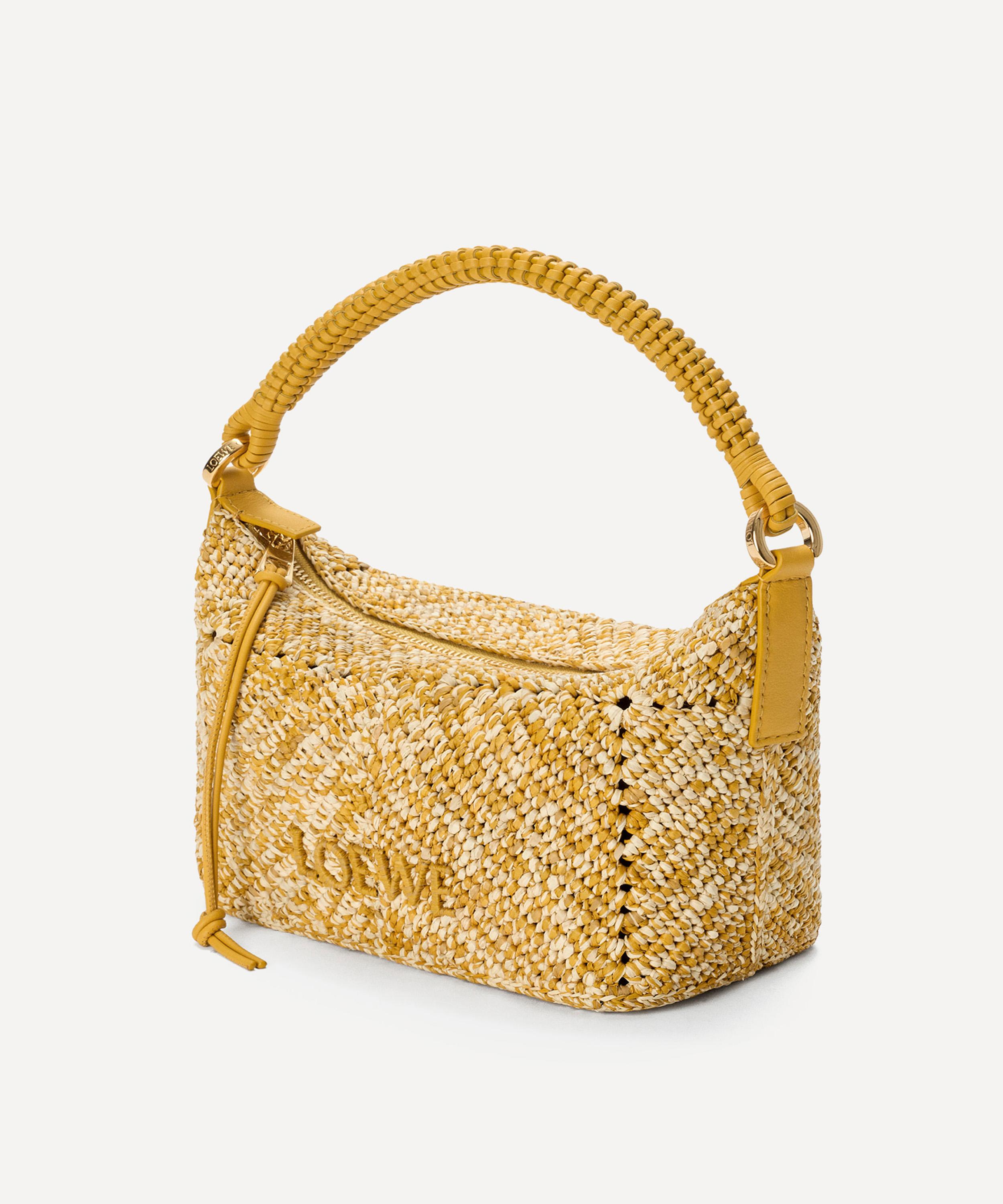 Loewe - Cala Mini Mustard Melange Raffia Pouch Bag image number 1