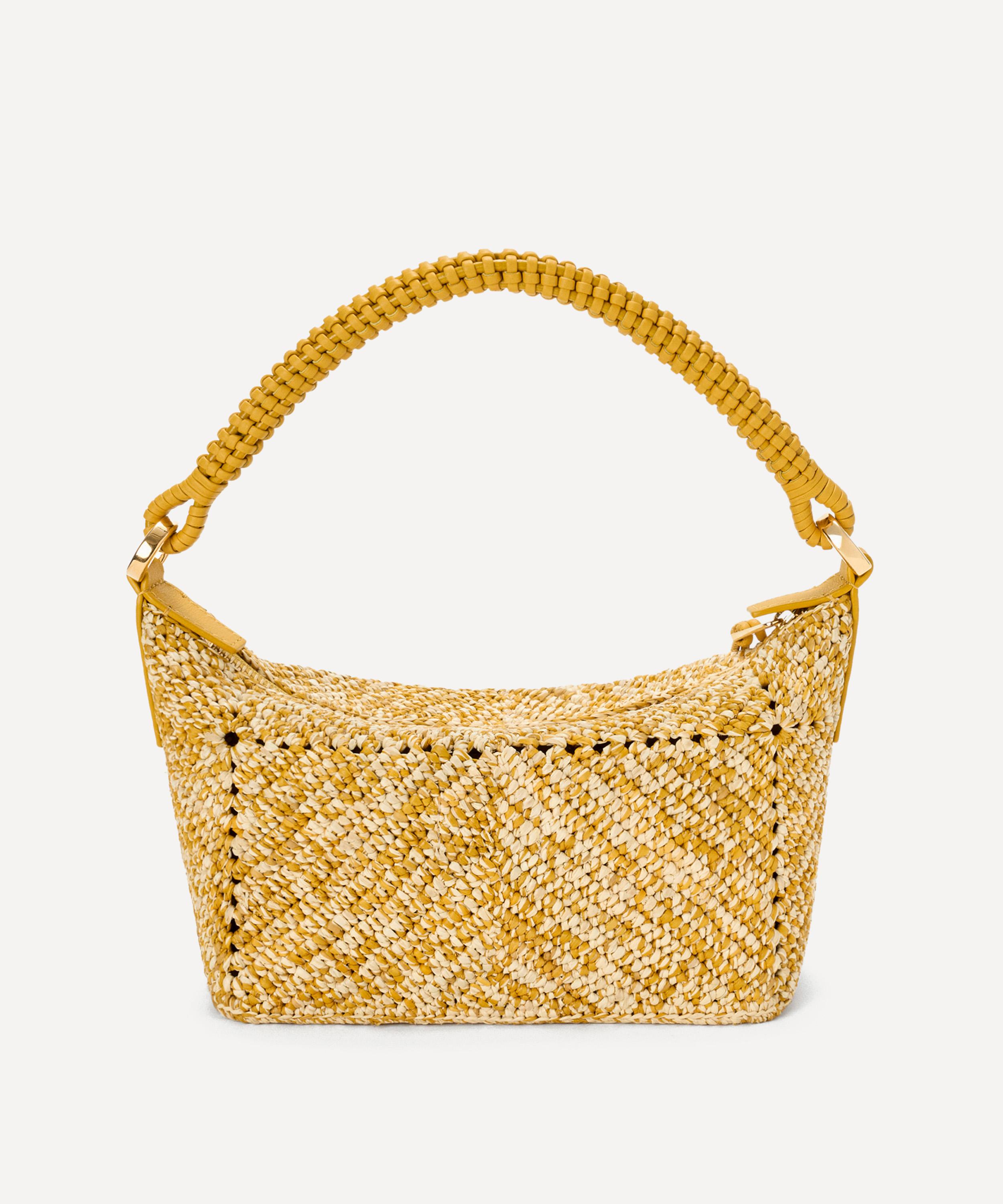 Loewe - Cala Mini Mustard Melange Raffia Pouch Bag image number 3