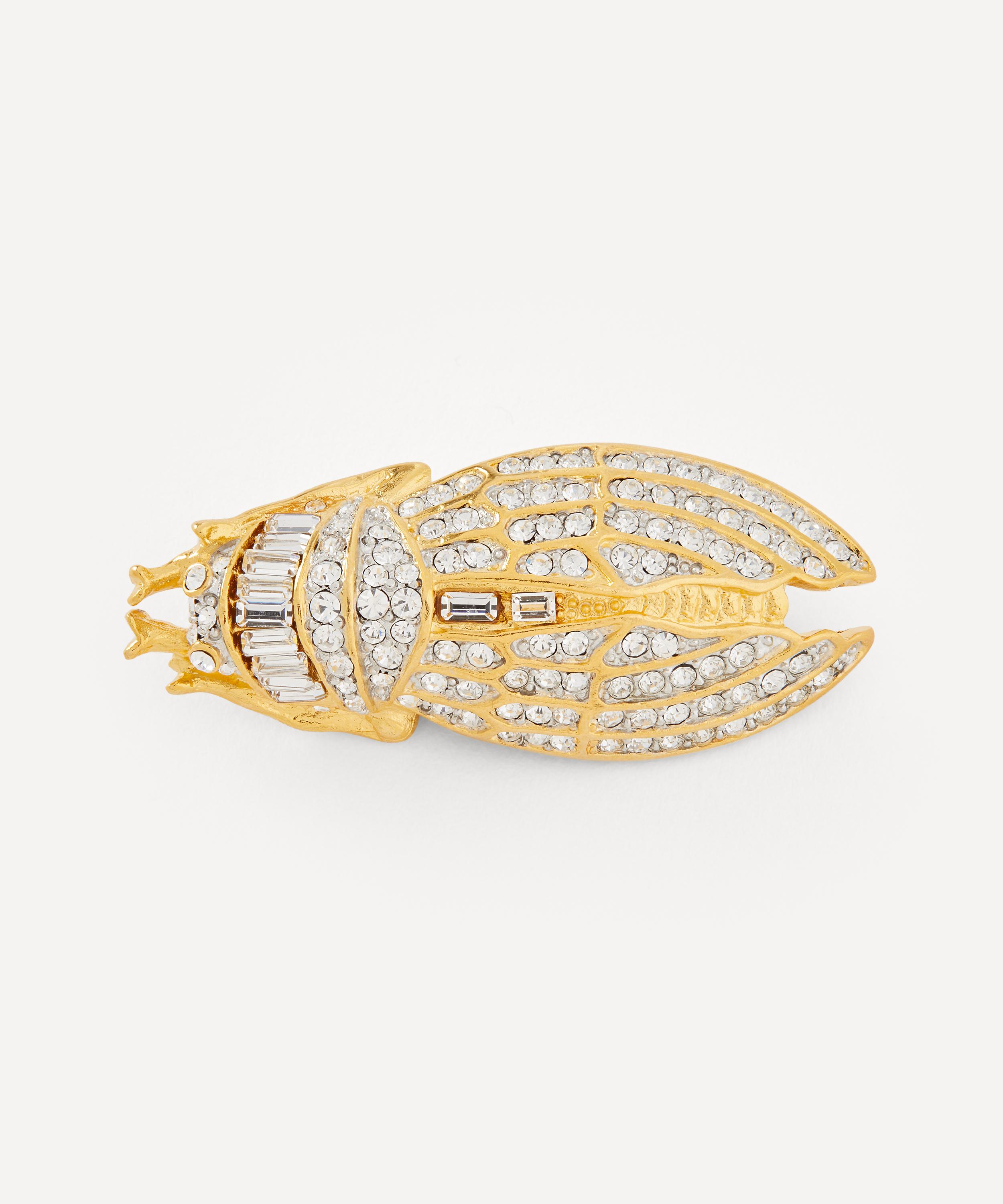 Kenneth Jay Lane - Gold-Plated Two-Tone Crystal Cicada Brooch image number 0