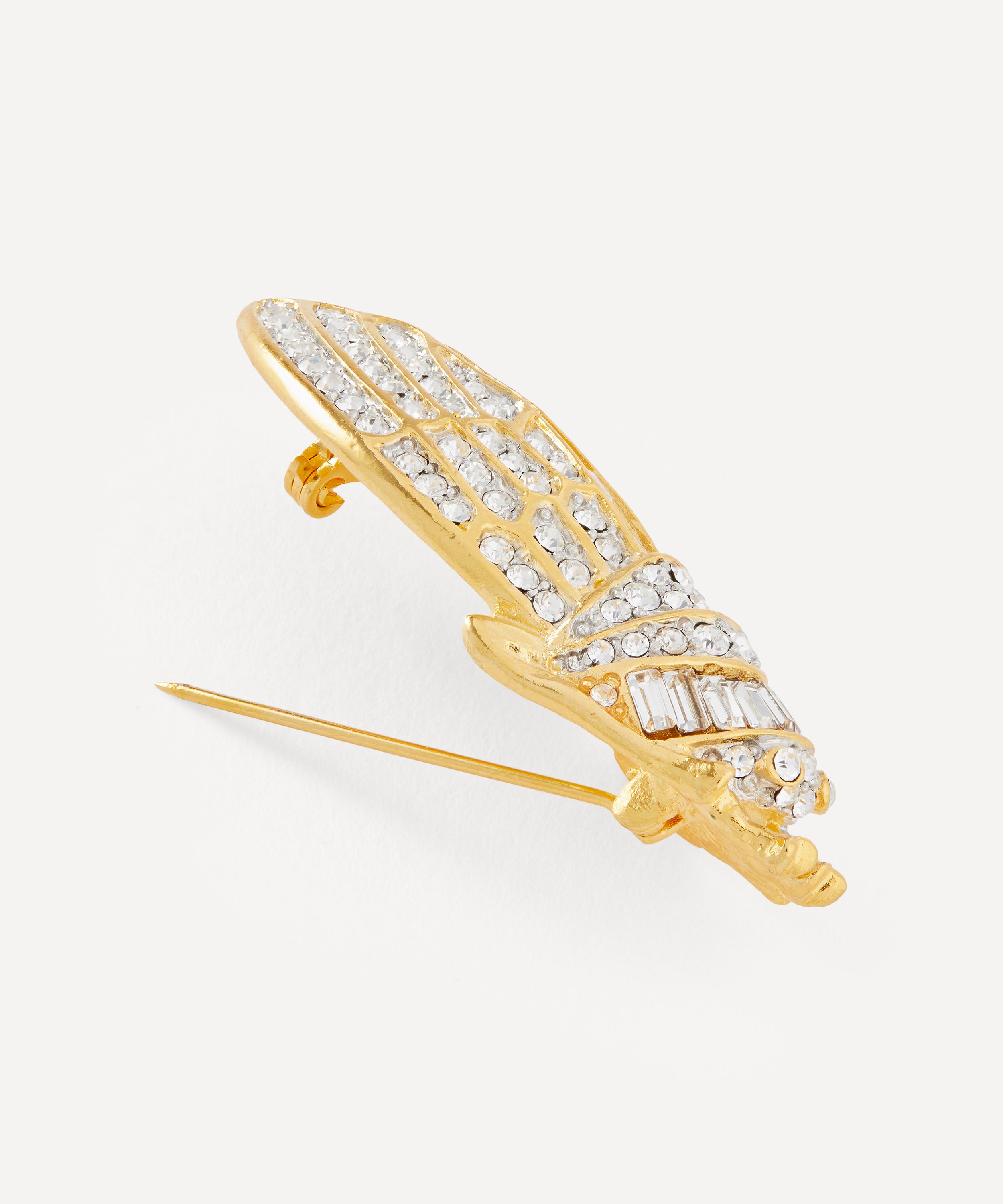 Kenneth Jay Lane - Gold-Plated Two-Tone Crystal Cicada Brooch image number 1