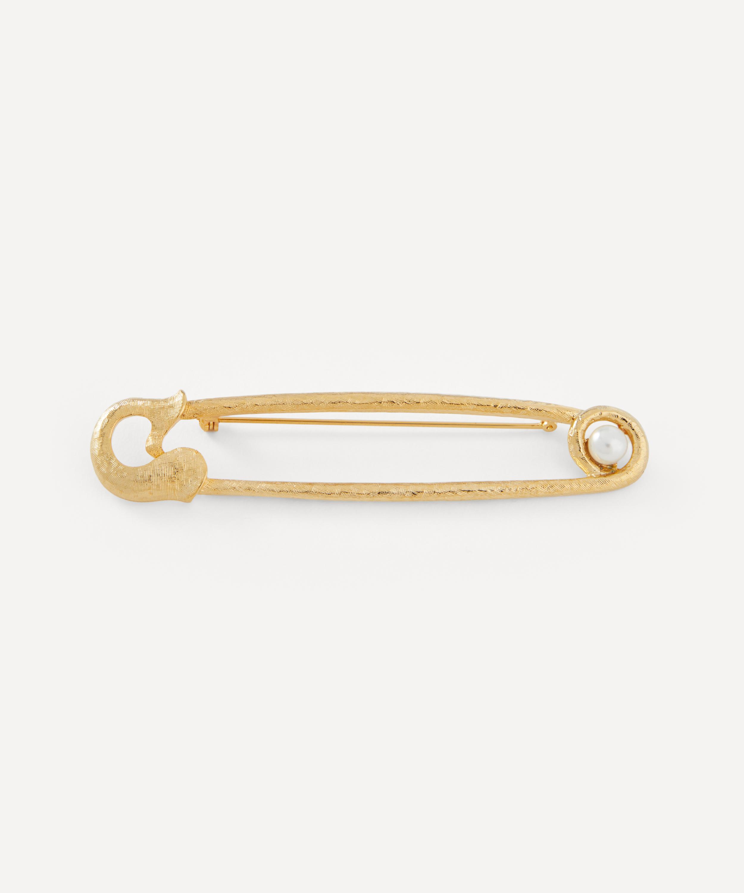 Kenneth Jay Lane - Gold-Plated Pearl Safety Pin Brooch