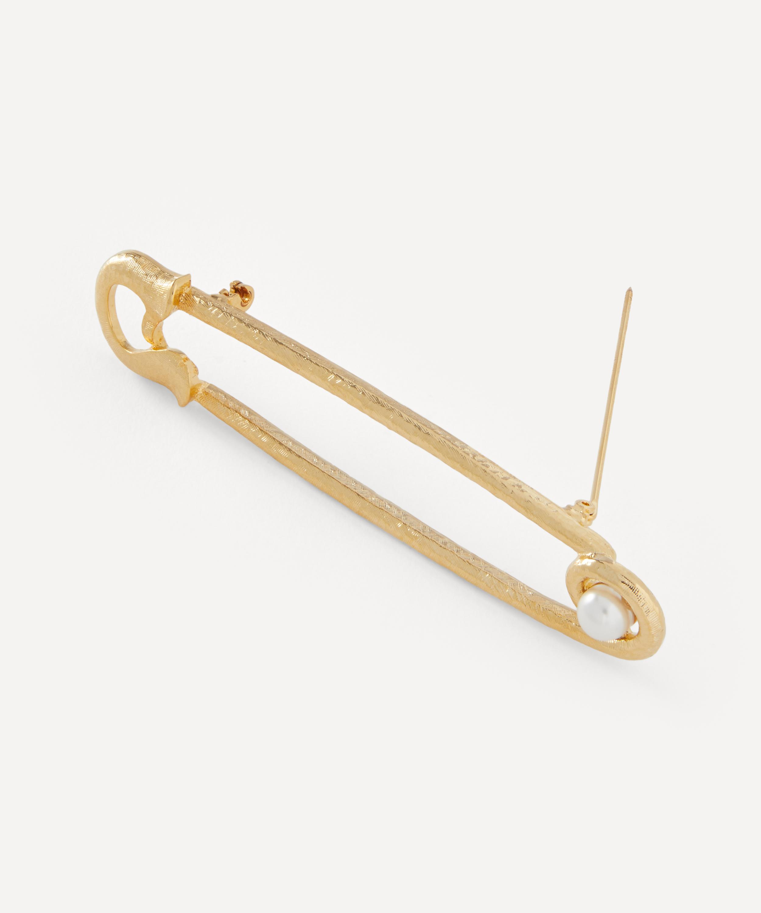 Kenneth Jay Lane - Gold-Plated Pearl Safety Pin Brooch image number 1