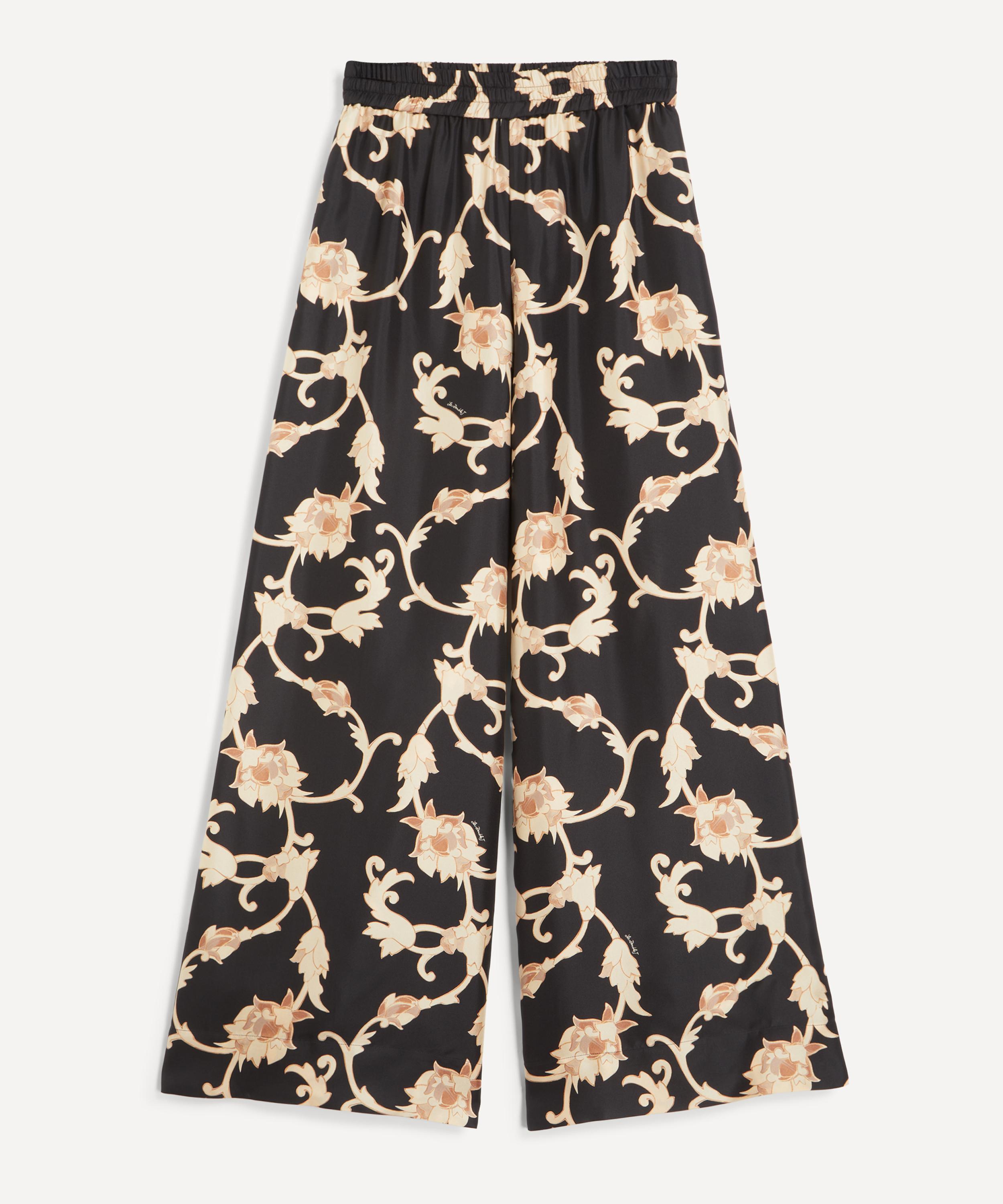 La DoubleJ - Palazzo Buttercup Plac&eacute;e Black Silk Twill Trousers image number 0