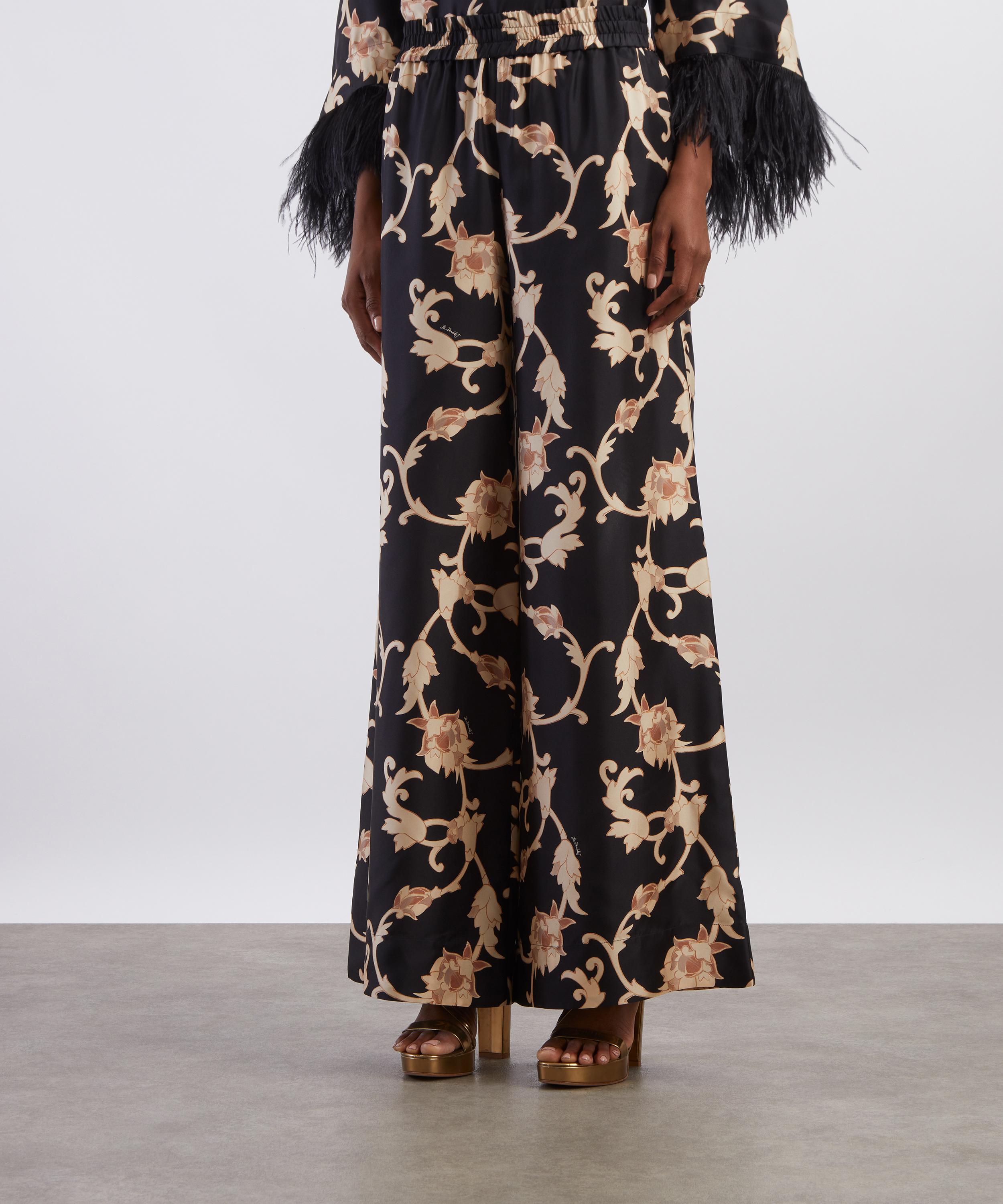 La DoubleJ - Palazzo Buttercup Plac&eacute;e Black Silk Twill Trousers image number 2