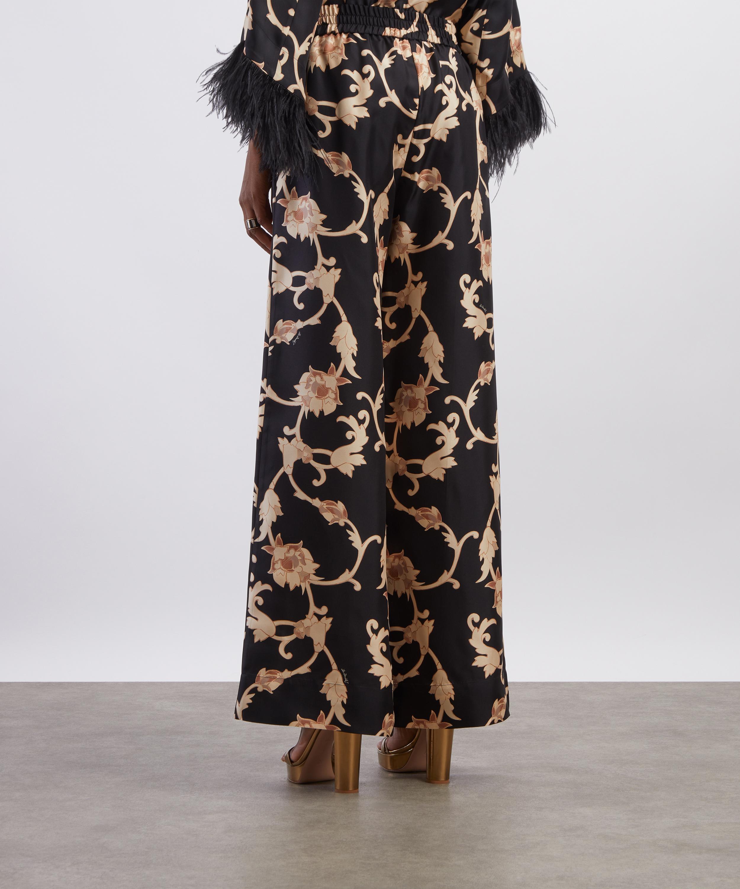 La DoubleJ - Palazzo Buttercup Plac&eacute;e Black Silk Twill Trousers image number 3