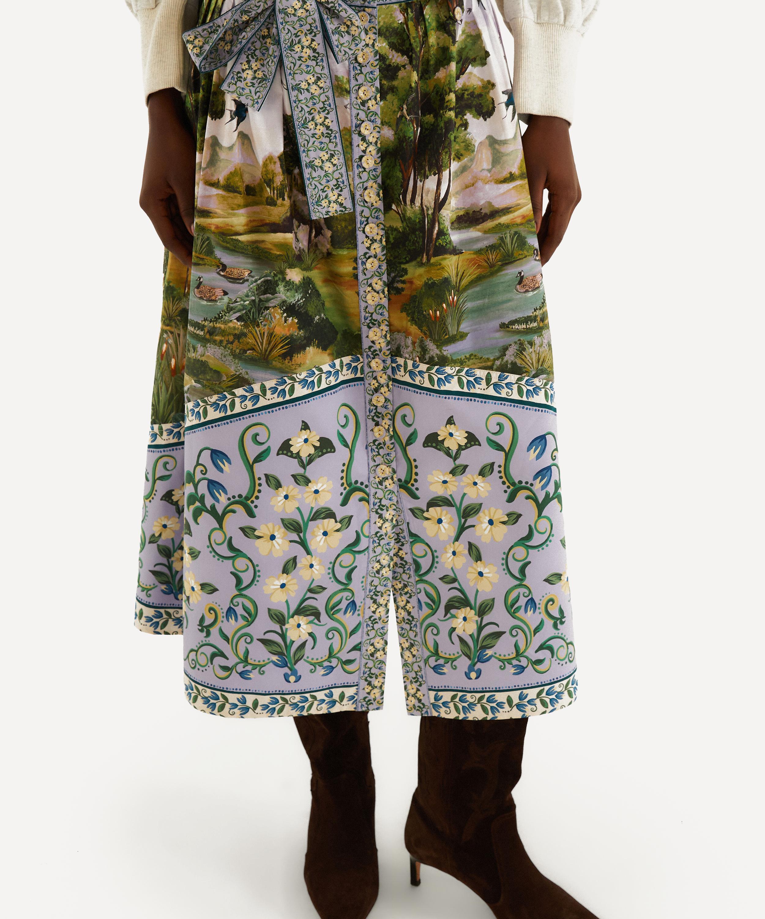 FARM Rio - Multicolour Countryside Landscape Midi Skirt image number 1