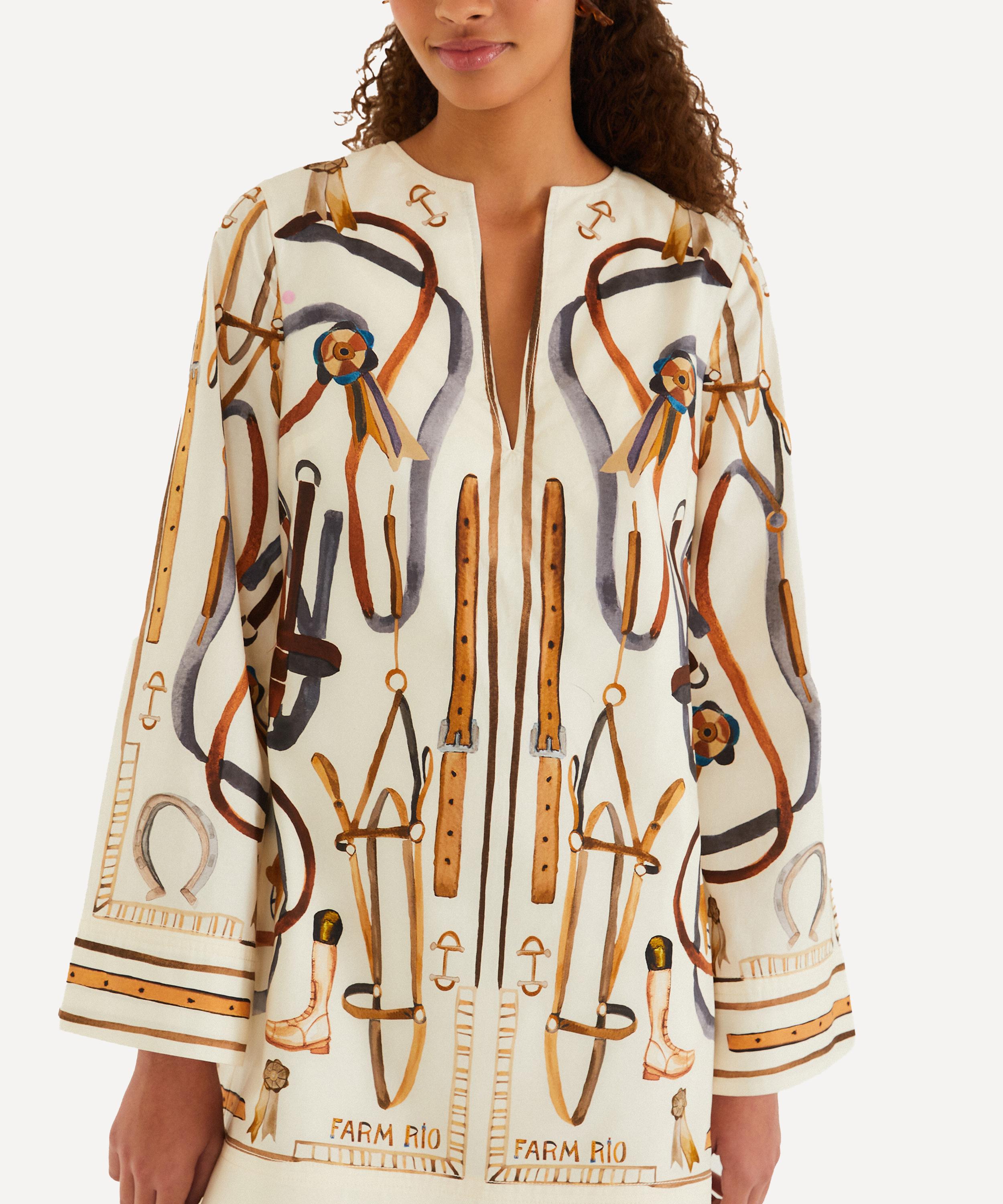 FARM Rio - Winter White Equestrian Scarf Cape Mini Cape Dress image number 0