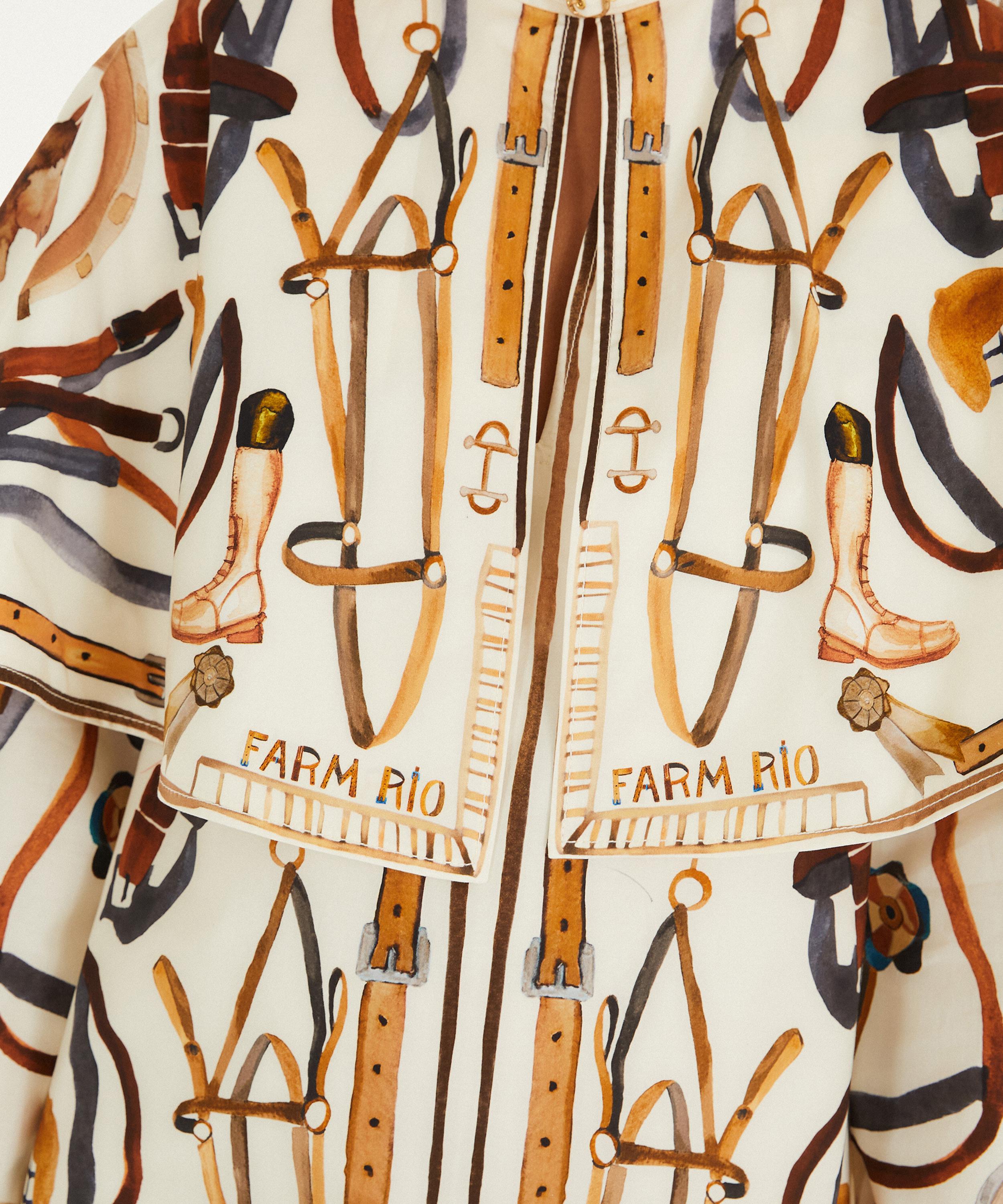 FARM Rio - Winter White Equestrian Scarf Cape Mini Cape Dress image number 2