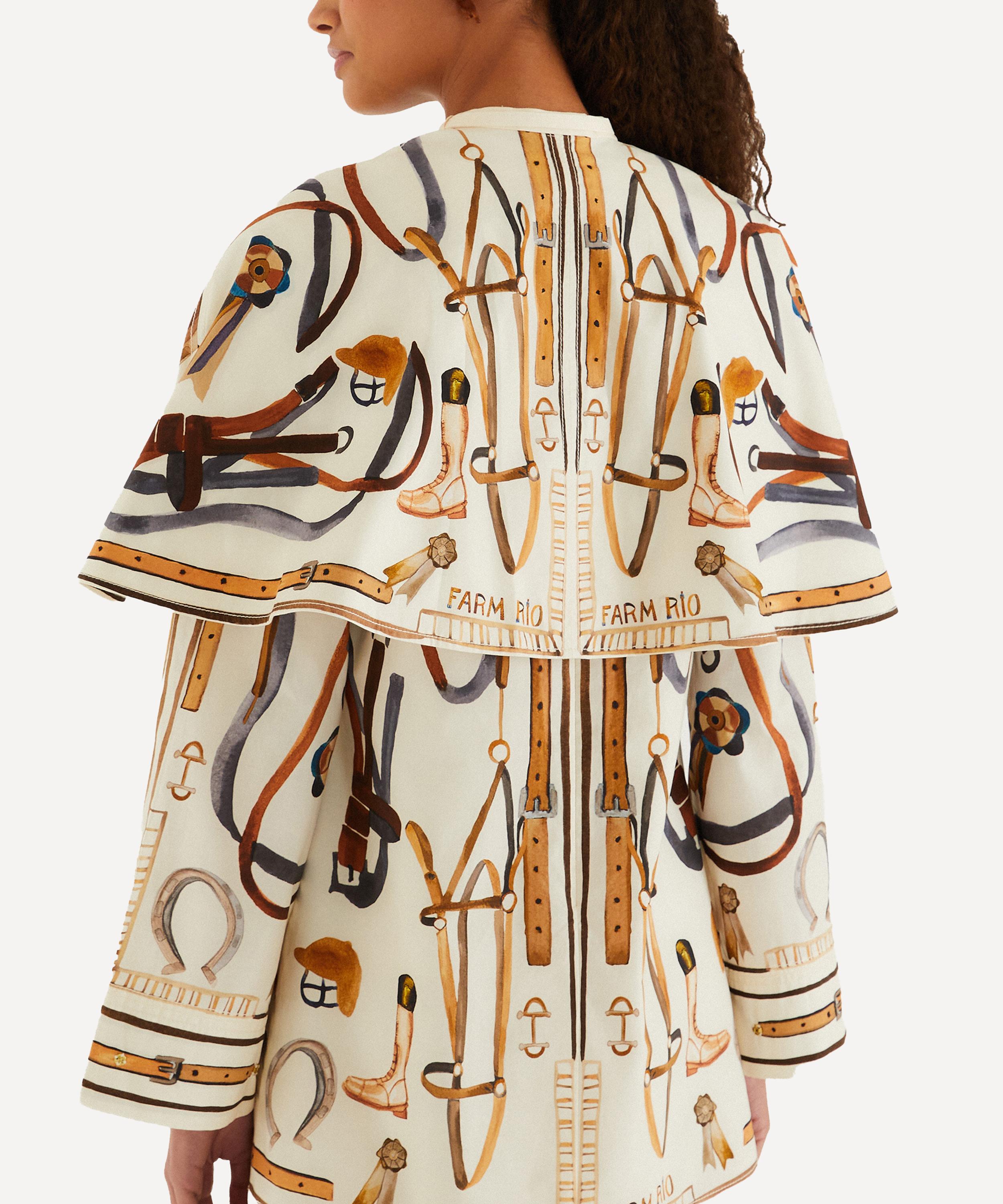 FARM Rio - Winter White Equestrian Scarf Cape Mini Cape Dress image number 3