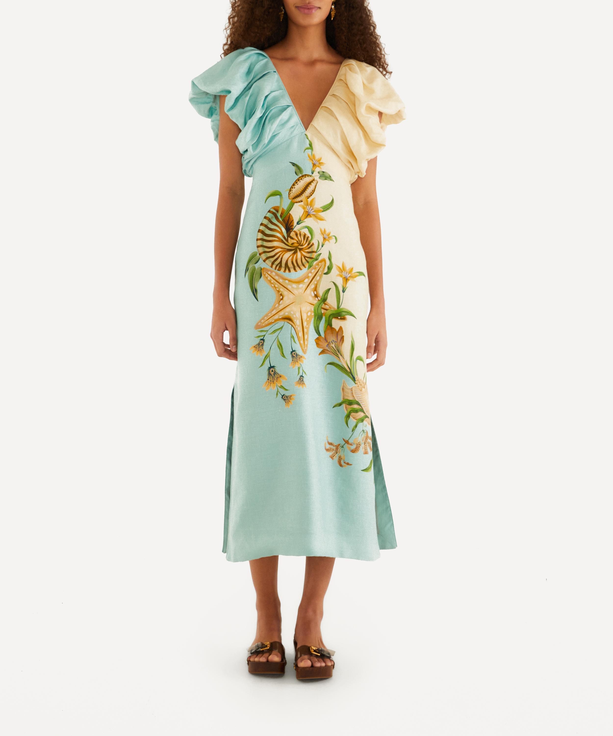 FARM Rio - Two‑Tone Marine Garden Midi Dress image number 0
