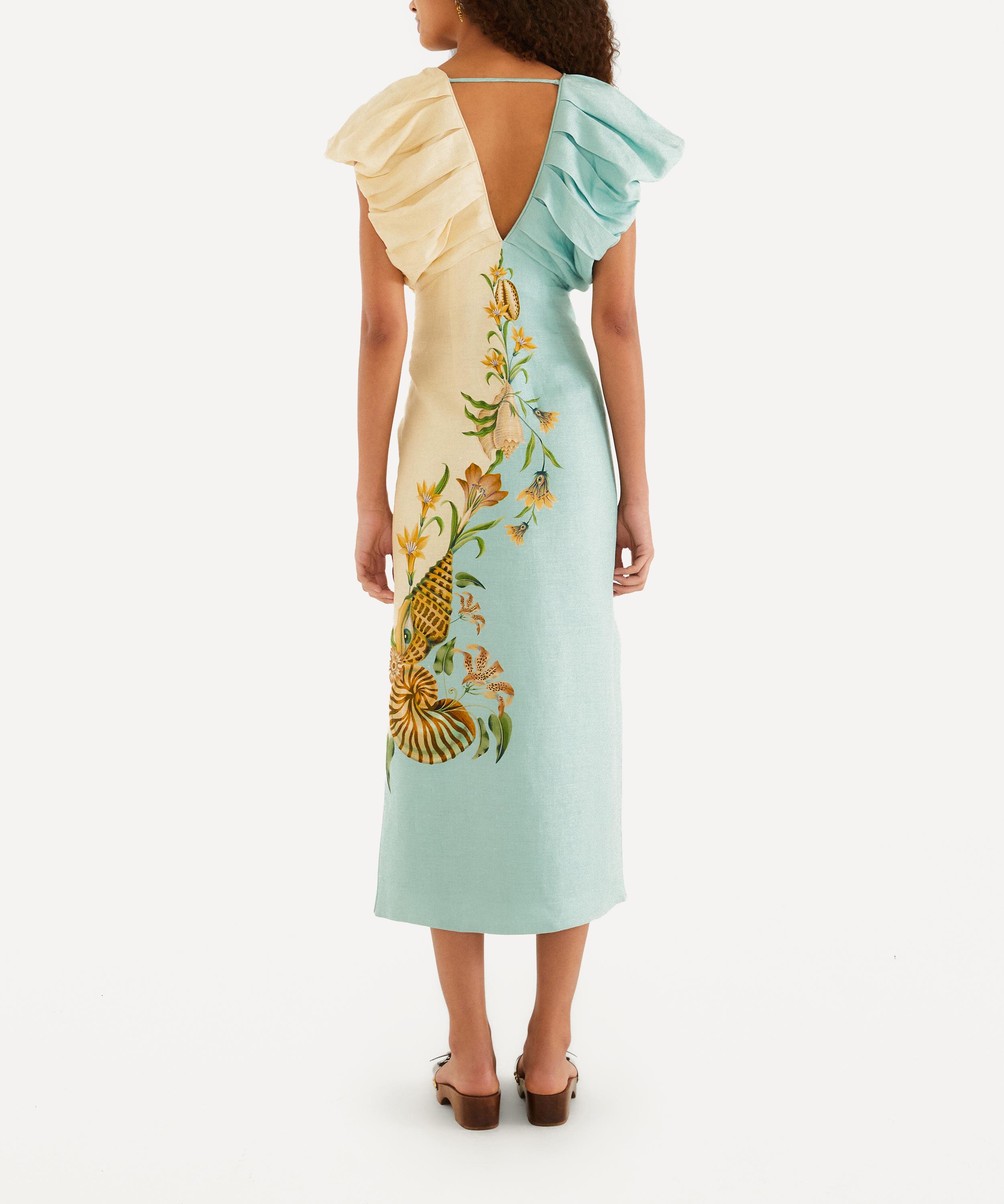 FARM Rio - Two‑Tone Marine Garden Midi Dress image number 1