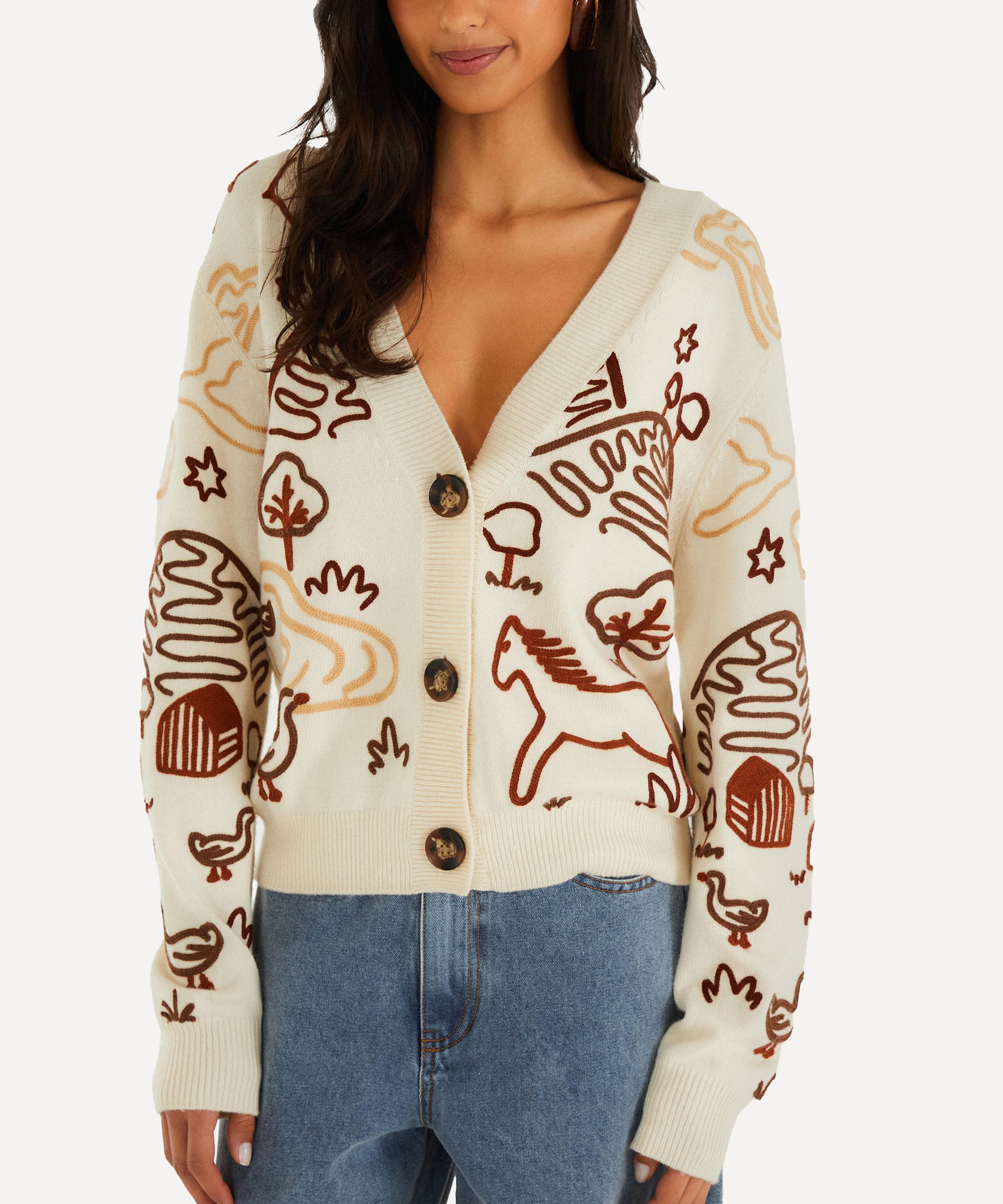 FARM Rio - Off-White Countryside Cornelli Knit Cardigan image number 0