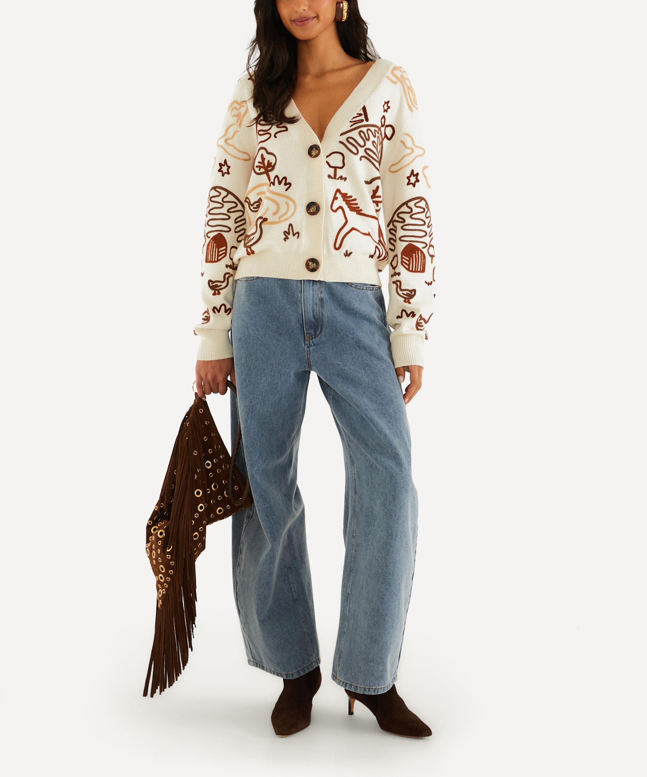 FARM Rio - Off-White Countryside Cornelli Knit Cardigan image number 1
