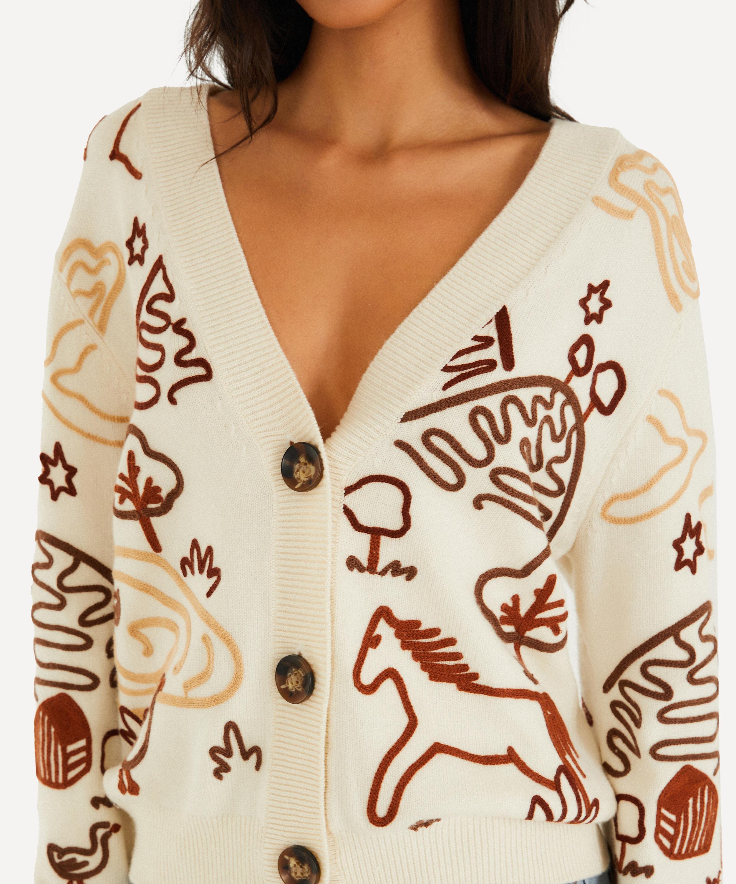 FARM Rio - Off-White Countryside Cornelli Knit Cardigan image number 2