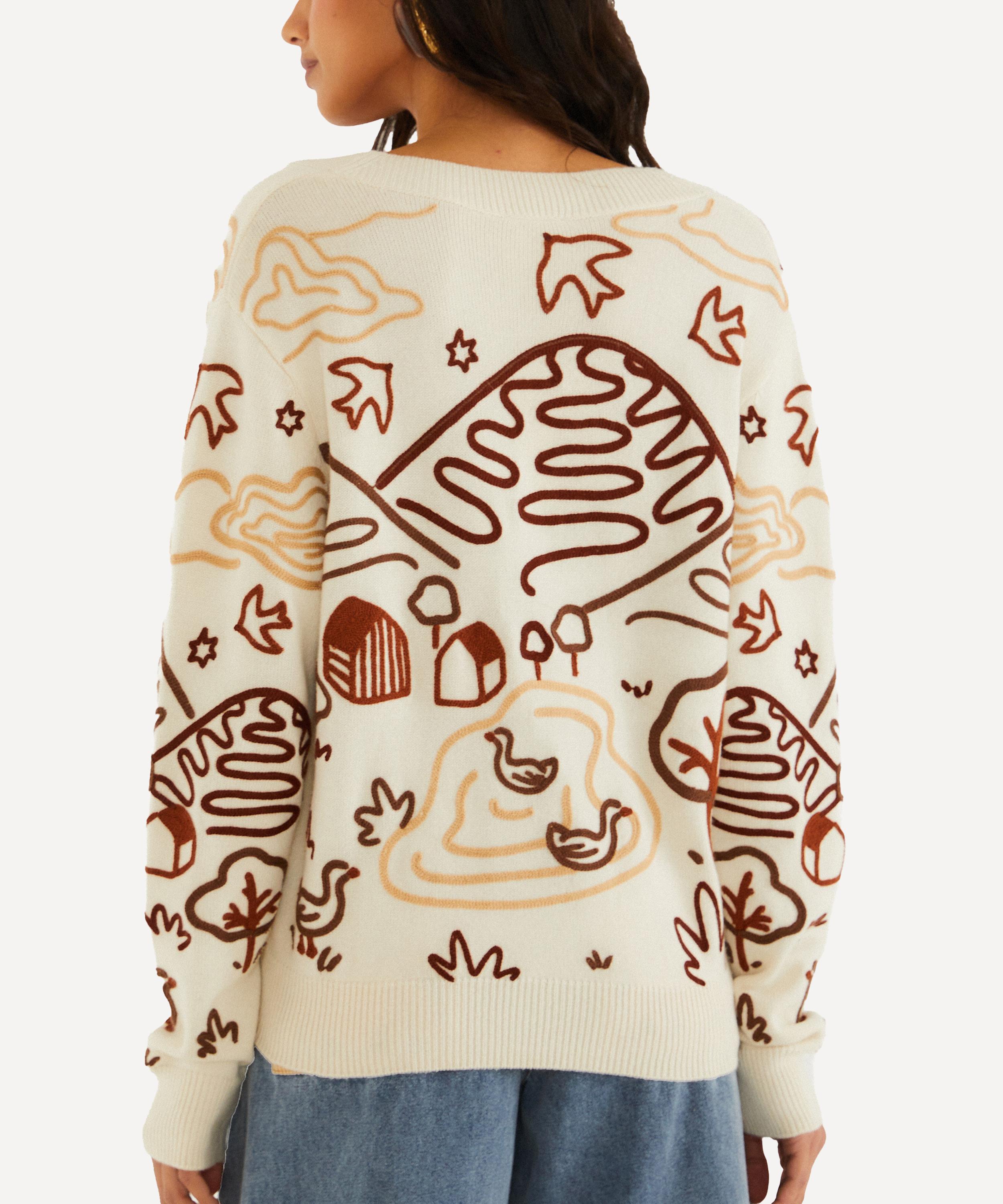 FARM Rio - Off-White Countryside Cornelli Knit Cardigan image number 3