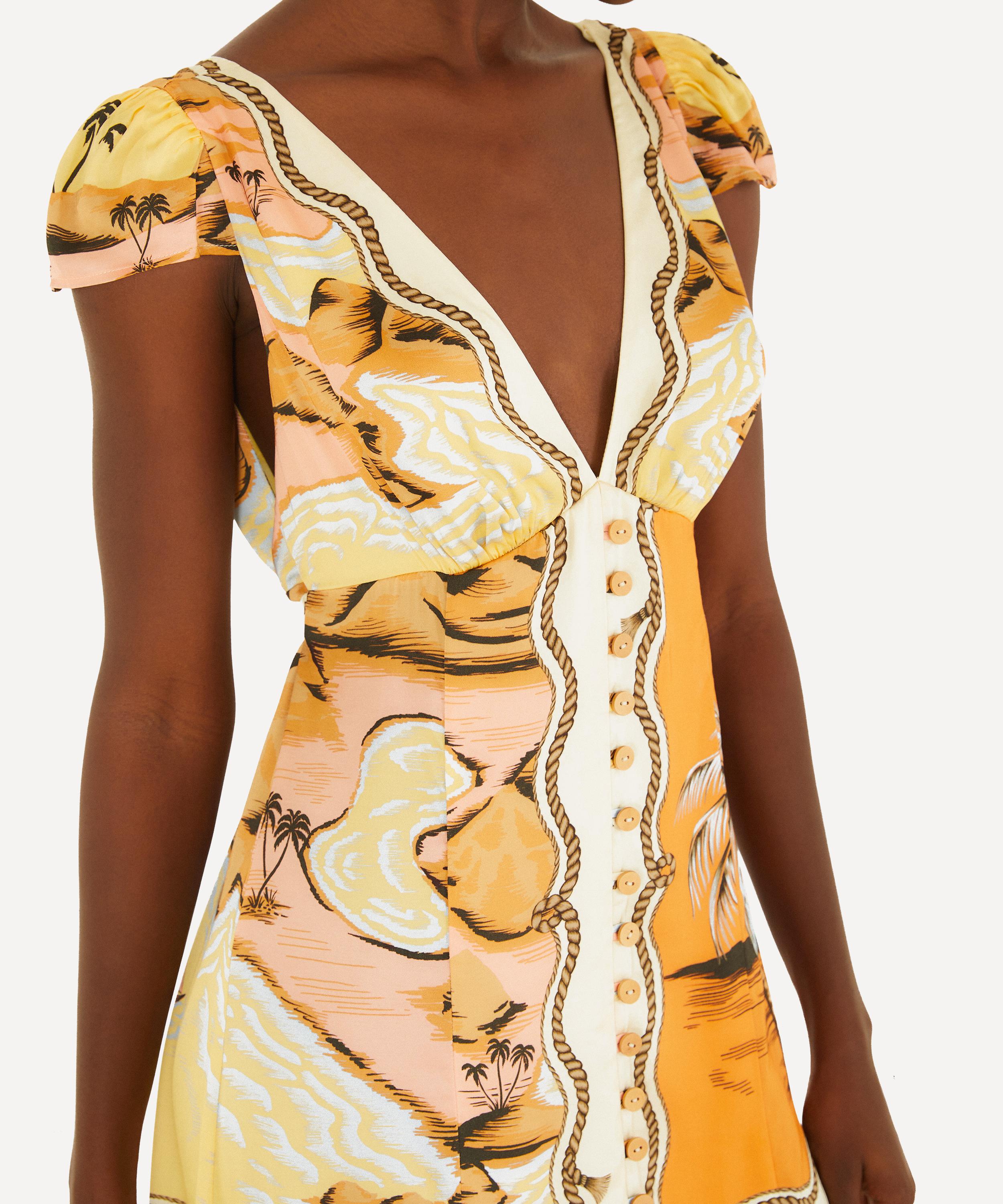 FARM Rio - Multicolour Rio Souvenir Scarves Satin Midi Dress image number 1