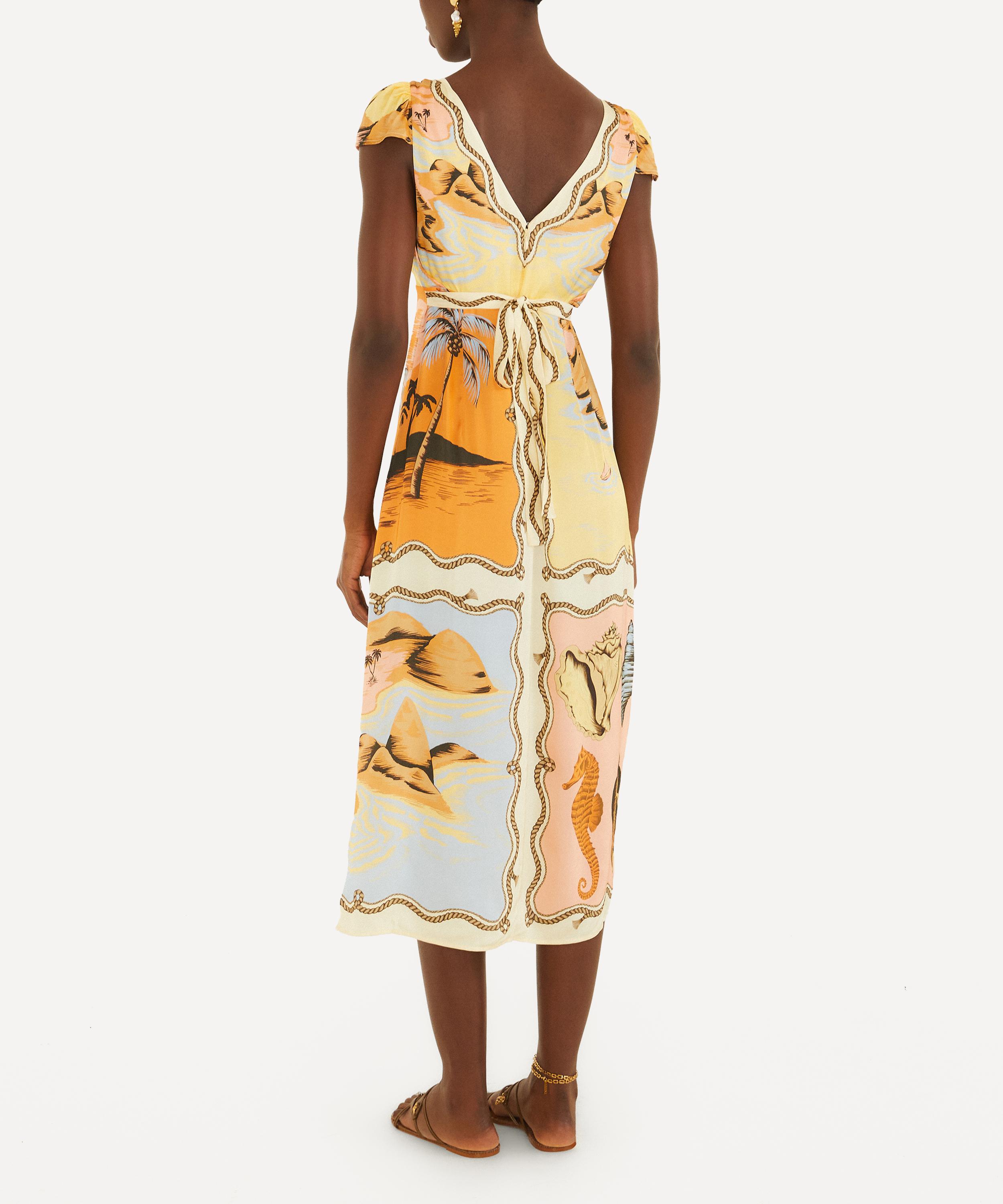 FARM Rio - Multicolour Rio Souvenir Scarves Satin Midi Dress image number 2