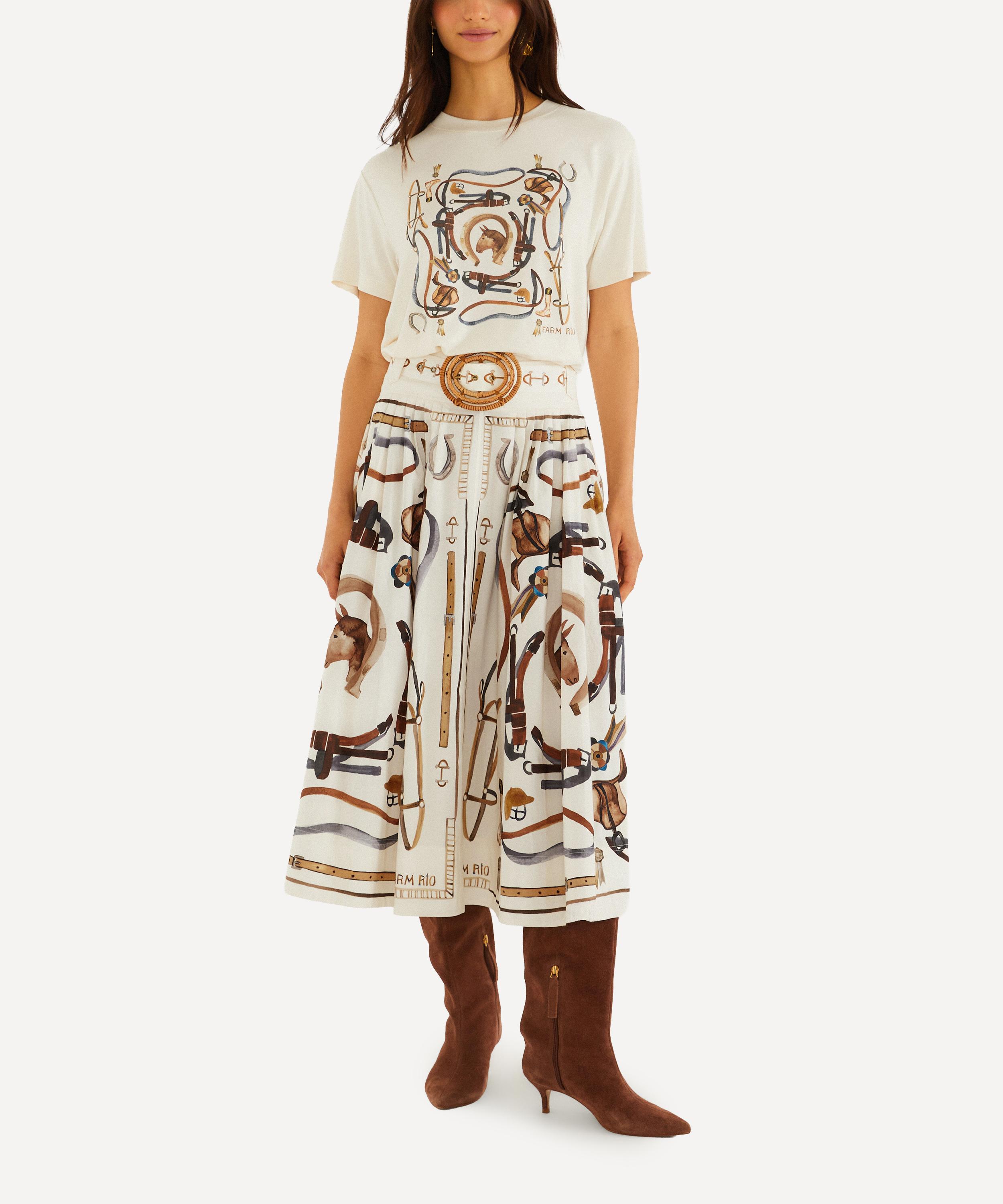 FARM Rio - Winter White Equestrian Scarf Maxi Skirt image number 0