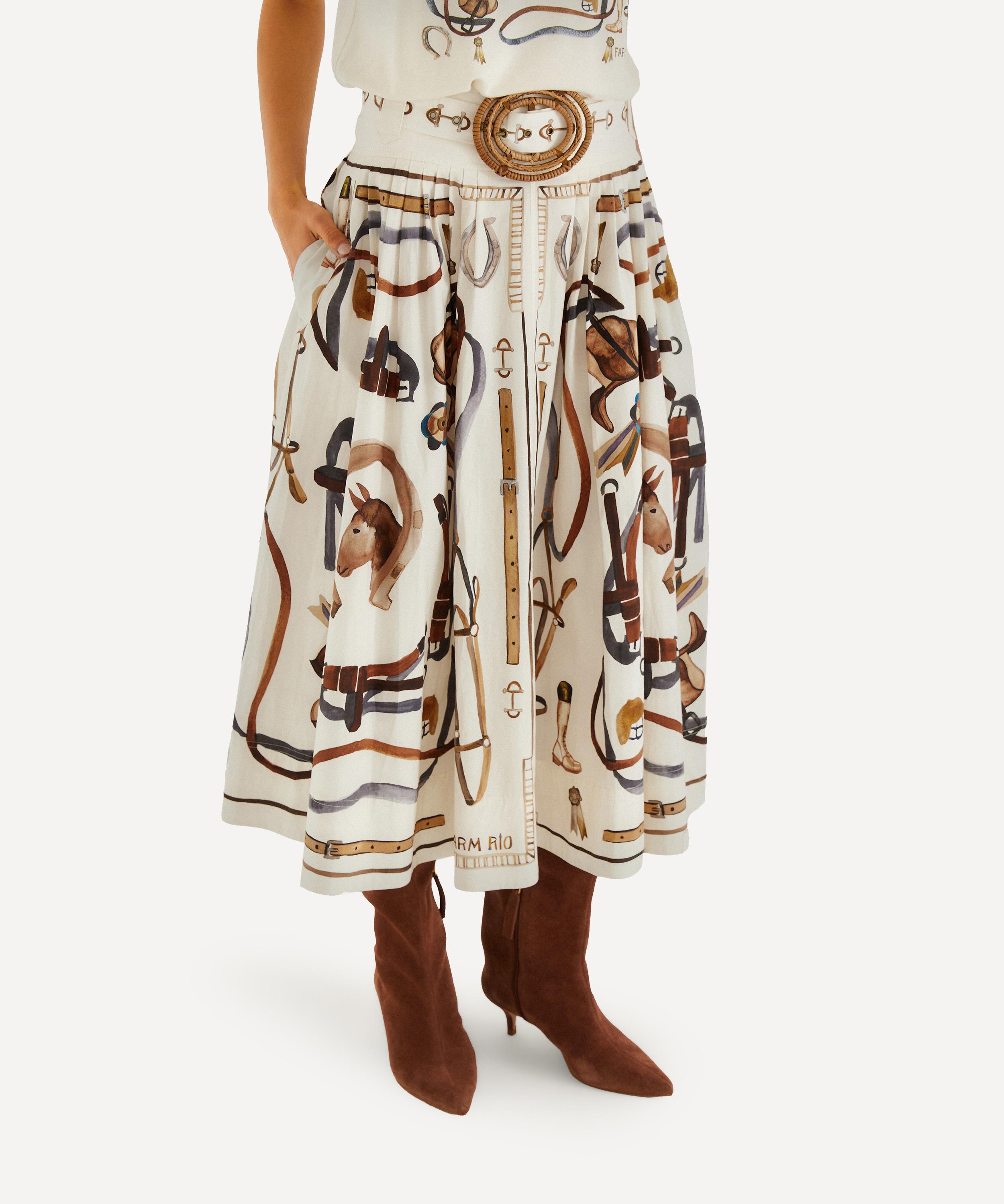 FARM Rio - Winter White Equestrian Scarf Maxi Skirt image number 1