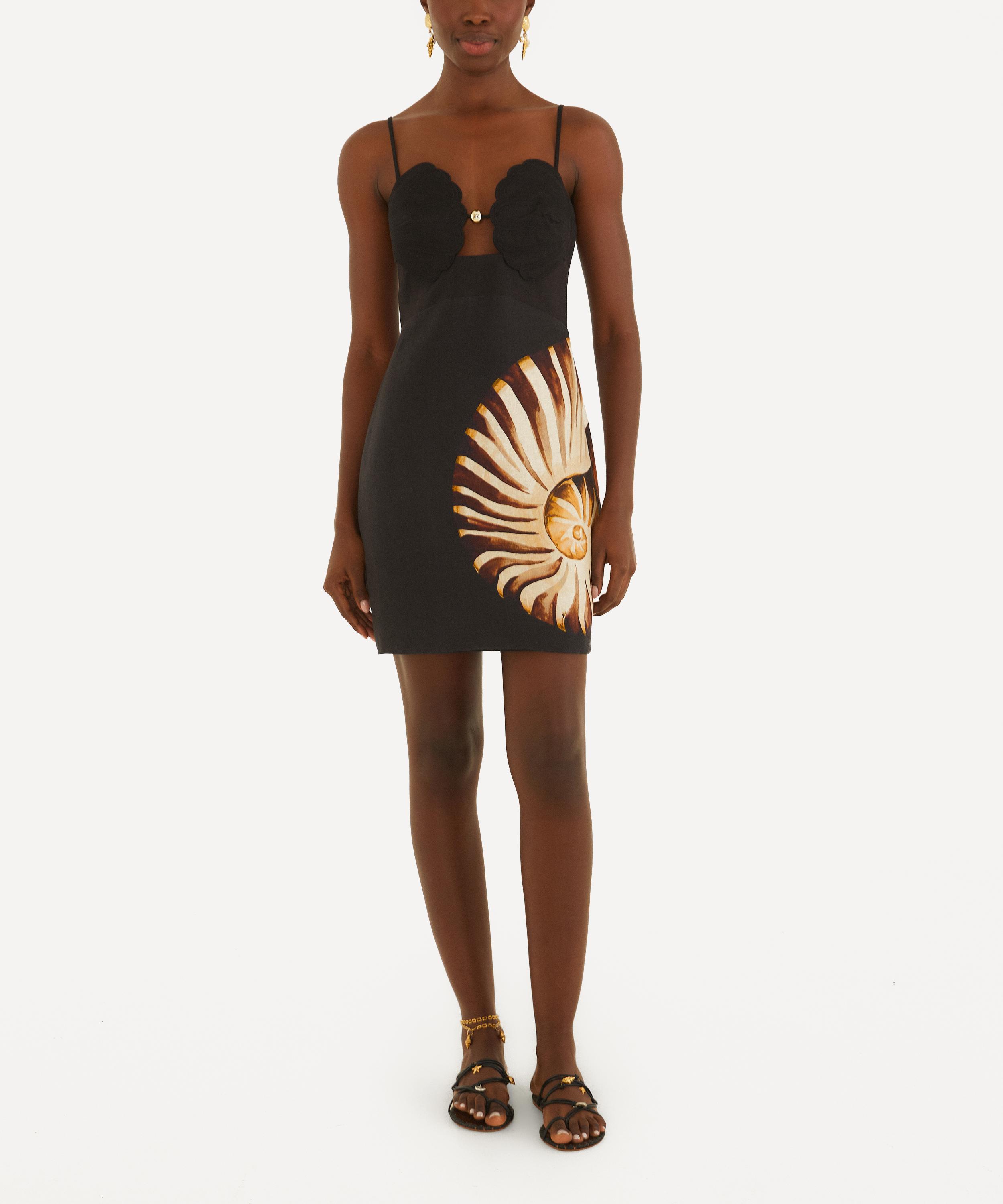 FARM Rio - Black Ammonite Belted Open-Back Maxi Dress image number 0
