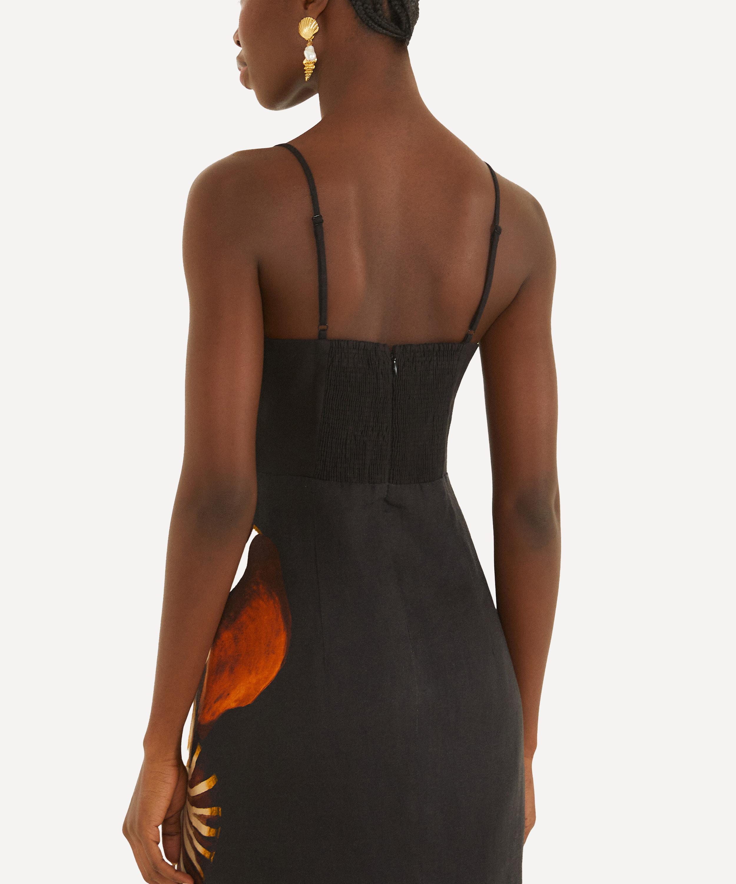 FARM Rio - Black Ammonite Belted Open-Back Maxi Dress image number 3