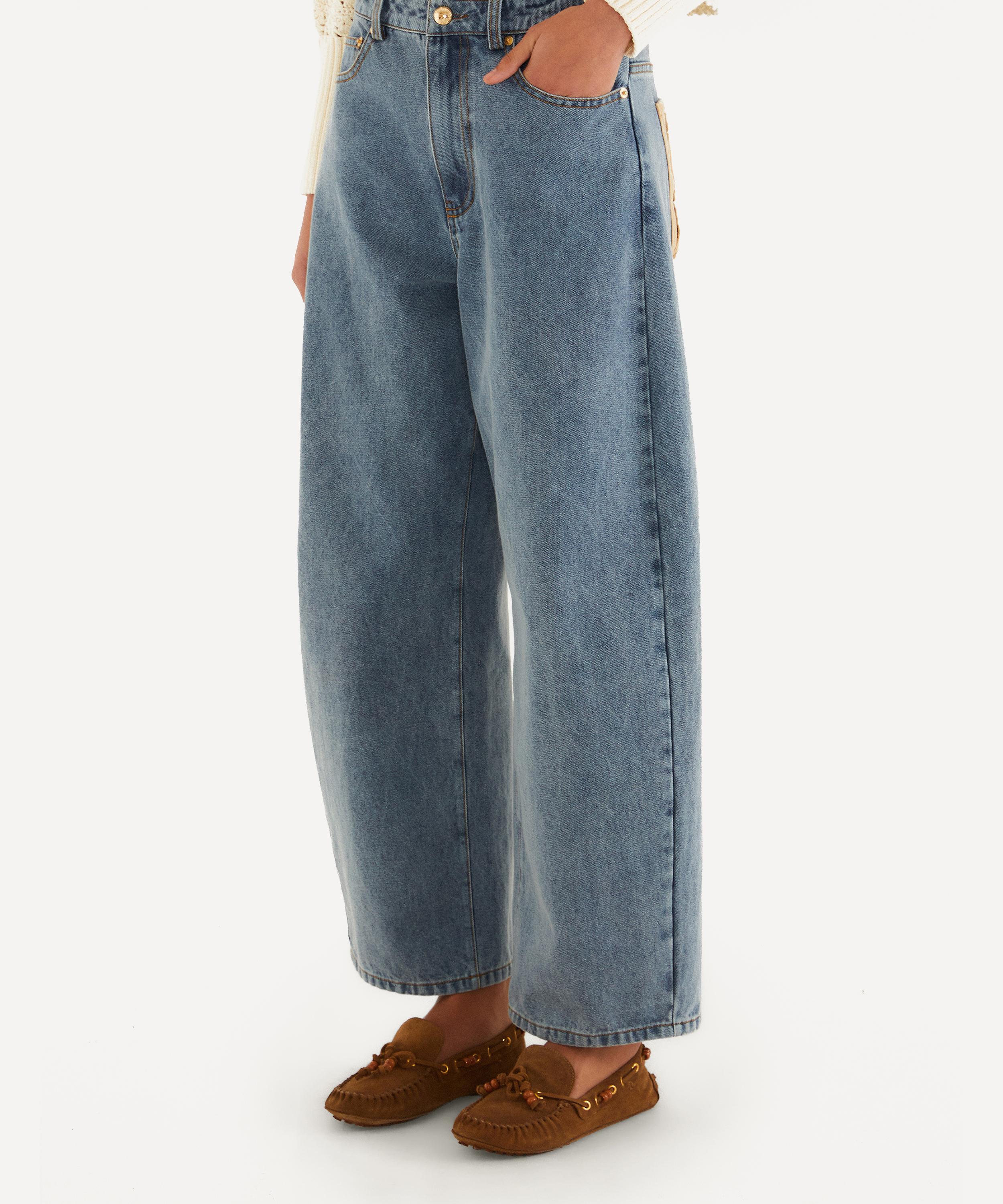 FARM Rio - Denim Richelieu Embroidery Wide-Leg Jeans image number 1
