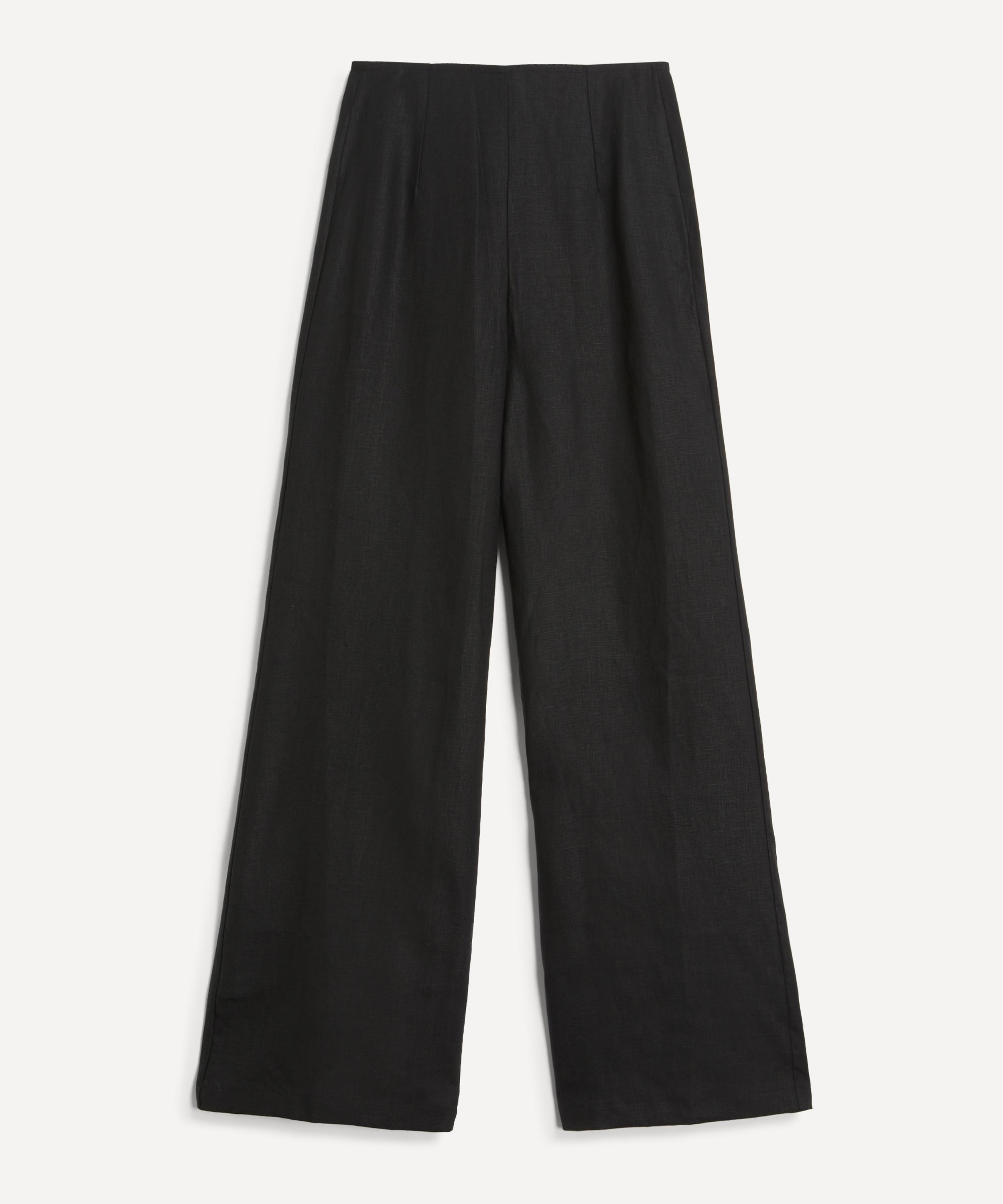 FAITHFULL - Syna Black Linen Wide-Leg Trousers
