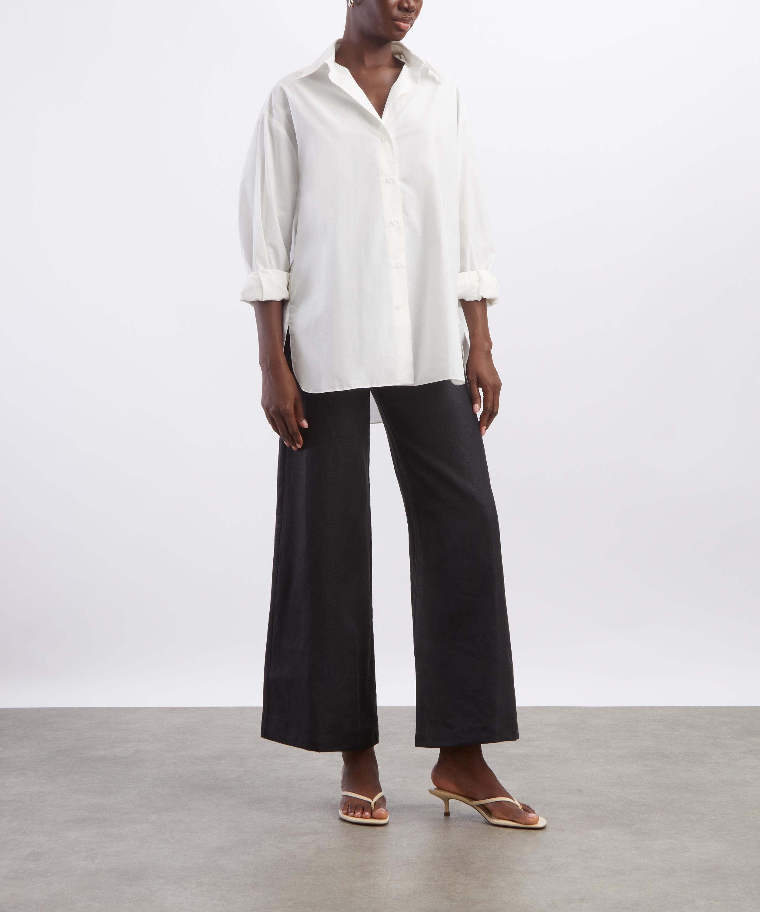 FAITHFULL - Syna Black Linen Wide-Leg Trousers image number 1