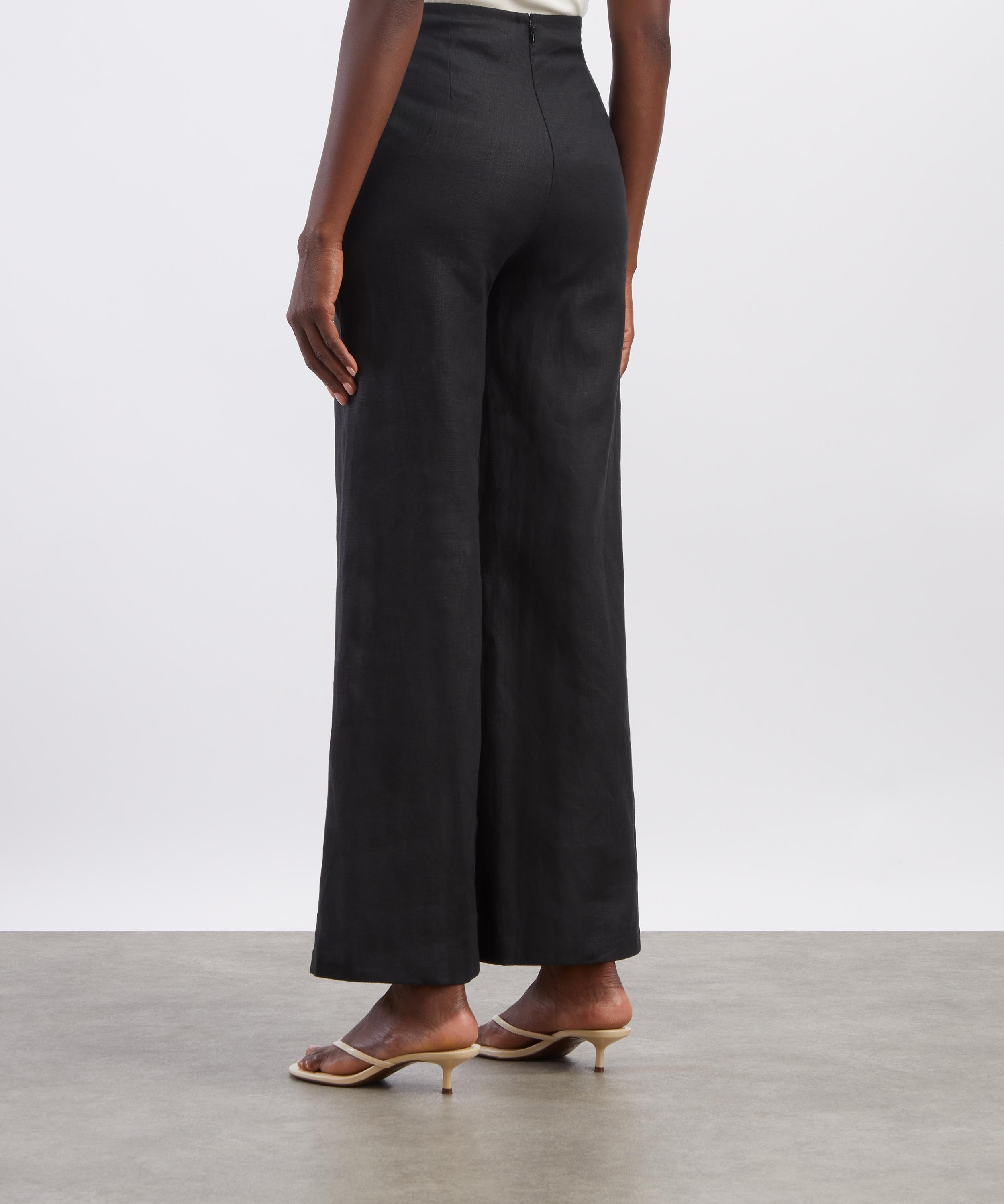 FAITHFULL - Syna Black Linen Wide-Leg Trousers image number 3