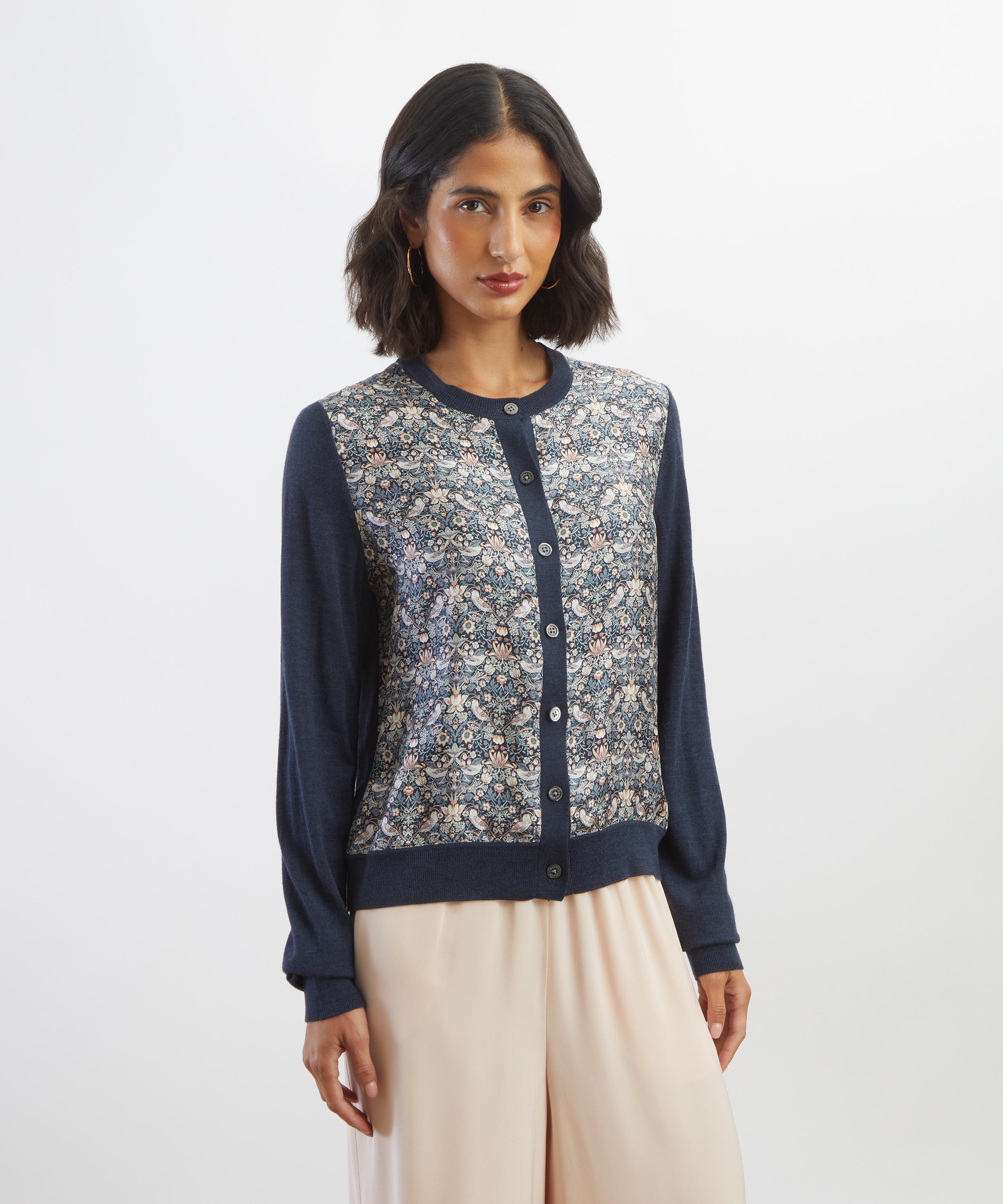 Liberty - Strawberry Thief Silk Panel Cardigan image number 2
