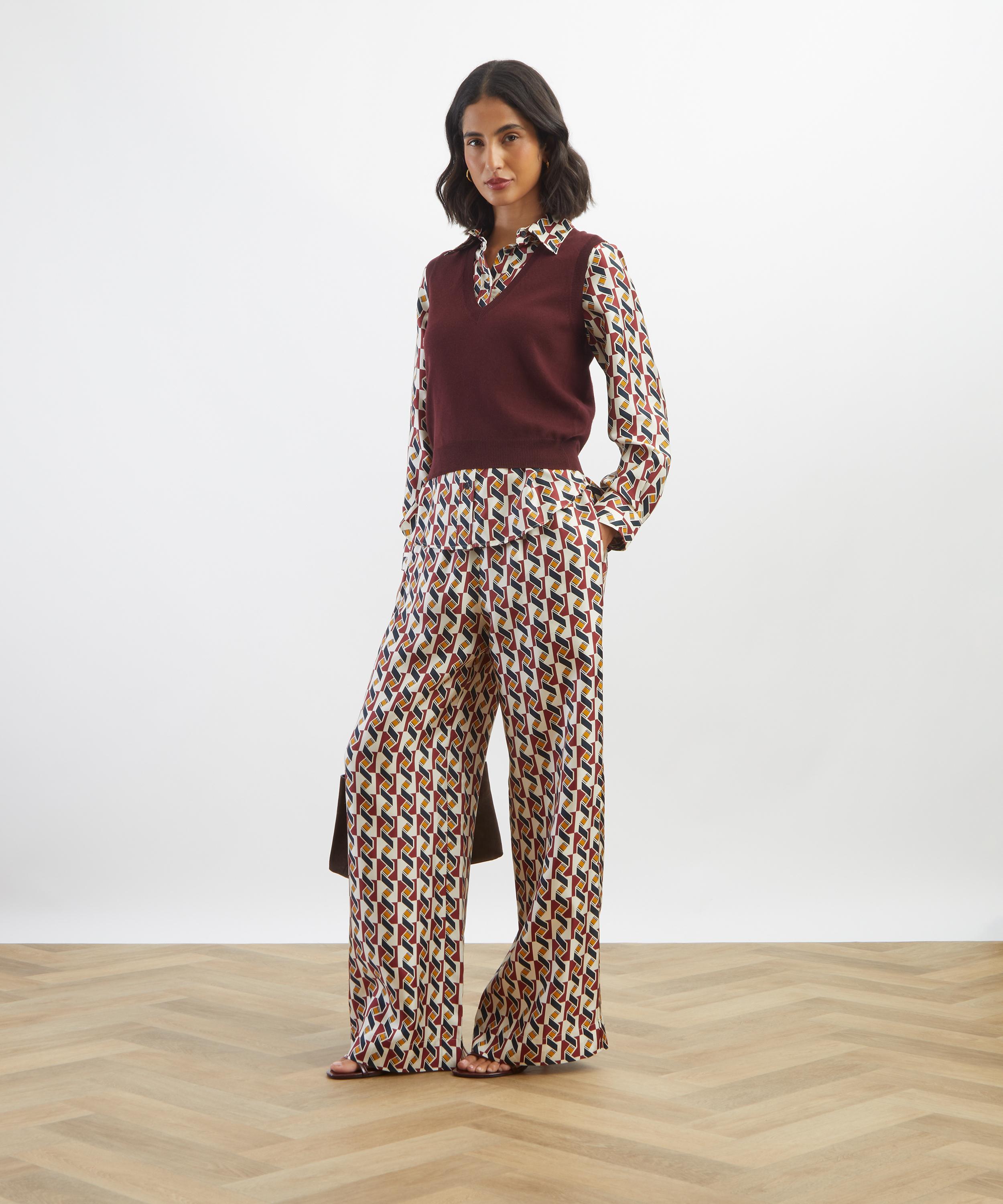 Liberty - Levens Terrace Silk Palazzo Trousers&nbsp; image number 1