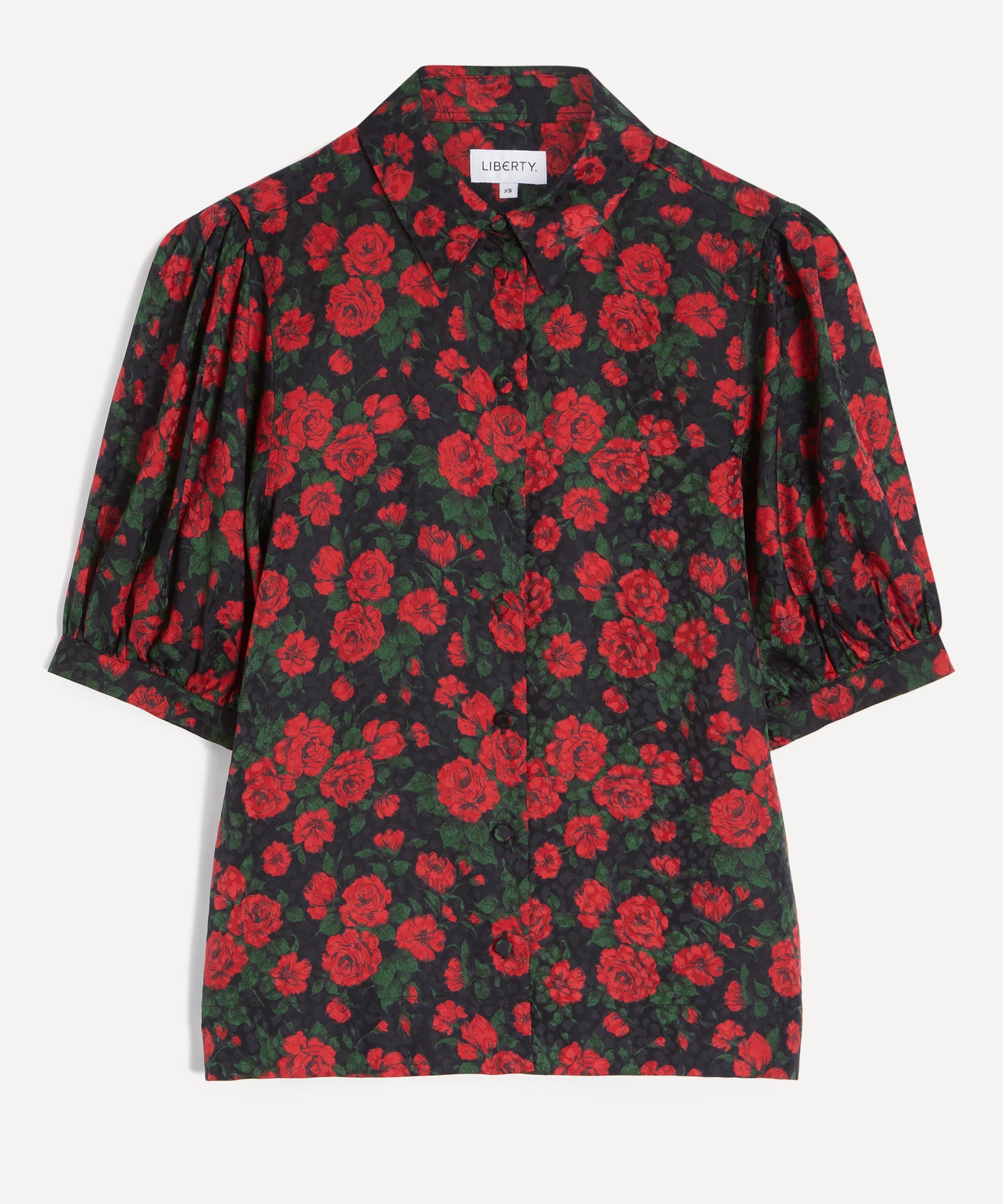 Liberty - Carline Rose Silk Puff-Sleeve Shirt&nbsp; image number 0