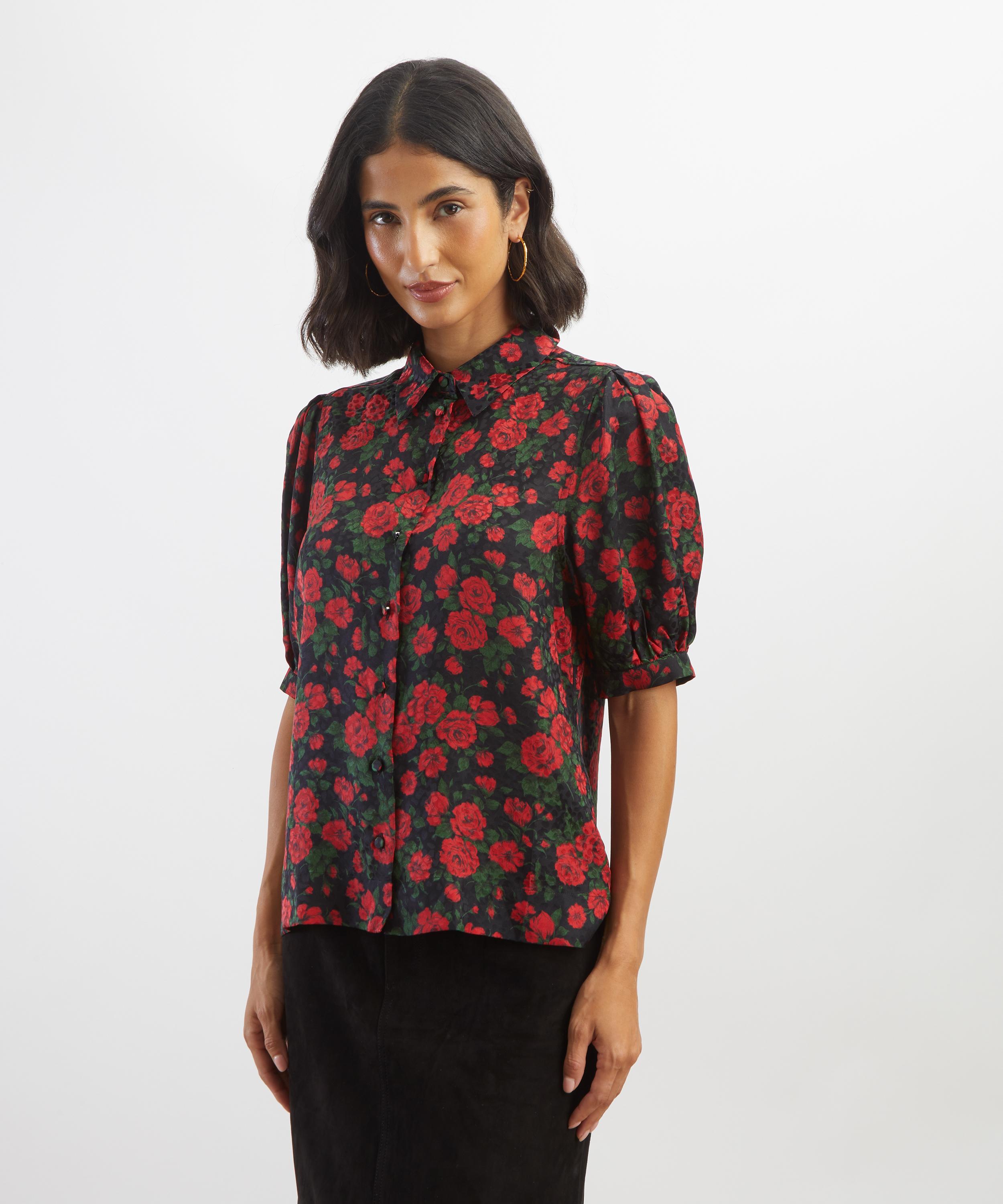 Liberty - Carline Rose Silk Puff-Sleeve Shirt&nbsp; image number 2