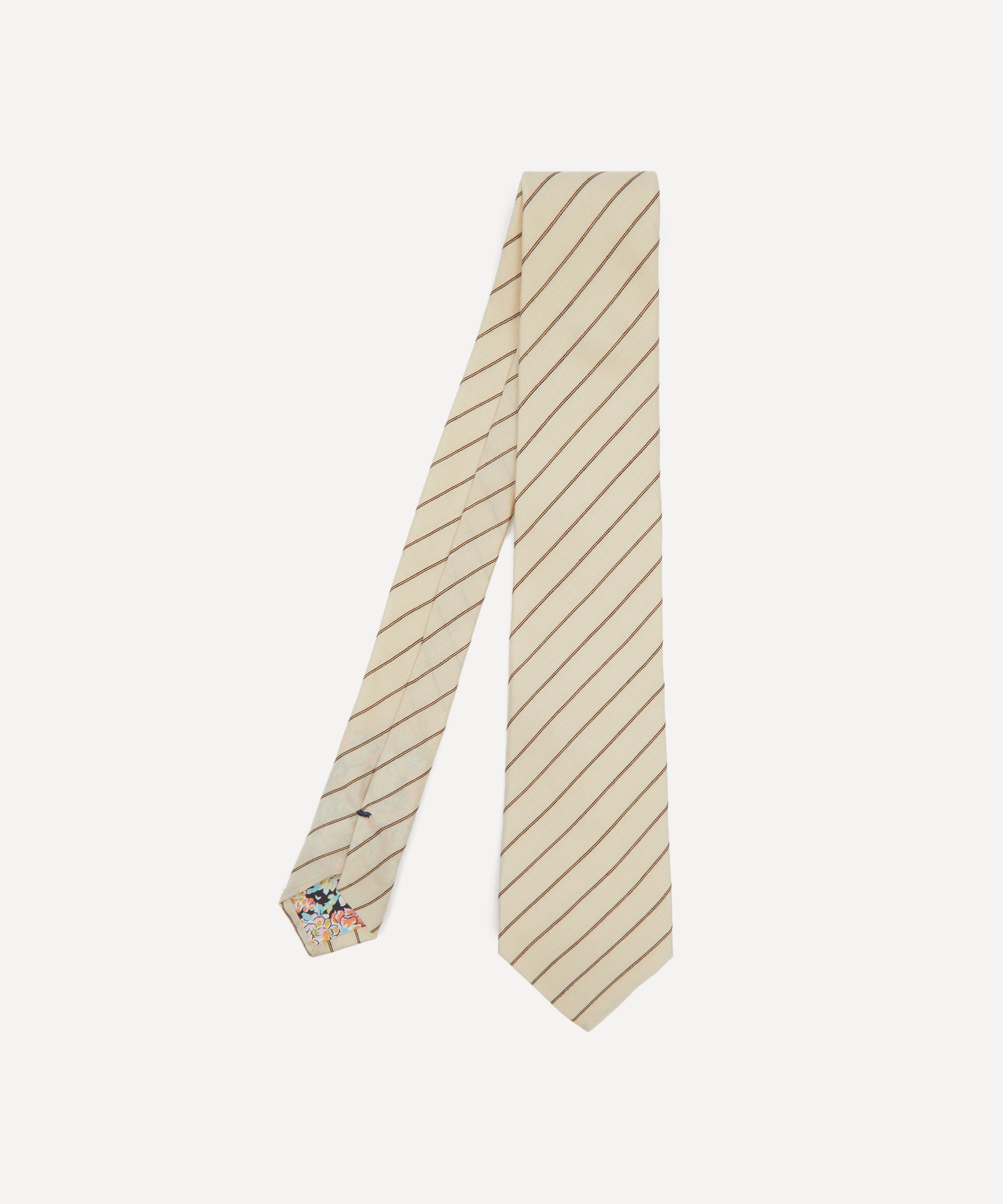 Paul Smith - Ecru and Blue Shirting Stripe Tie image number 0