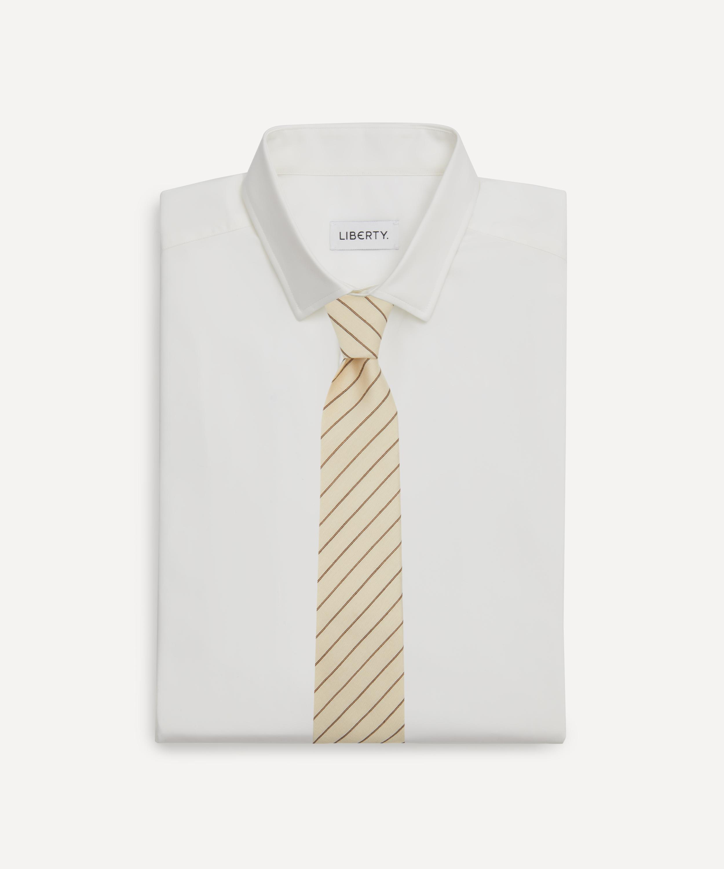 Paul Smith - Ecru and Blue Shirting Stripe Tie image number 1