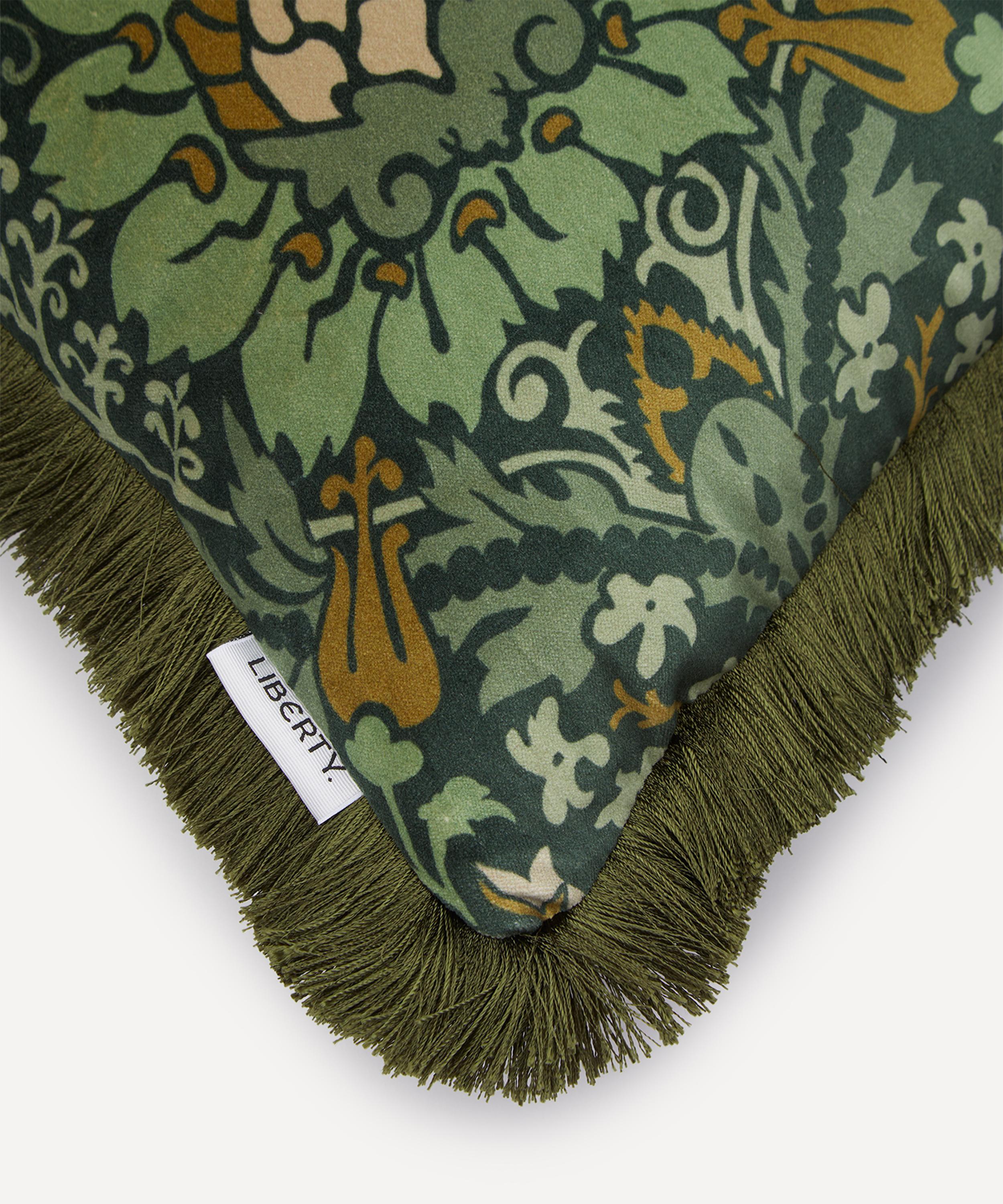 Liberty - Electric Nouv Green Velvet Fringed Cushion image number 2