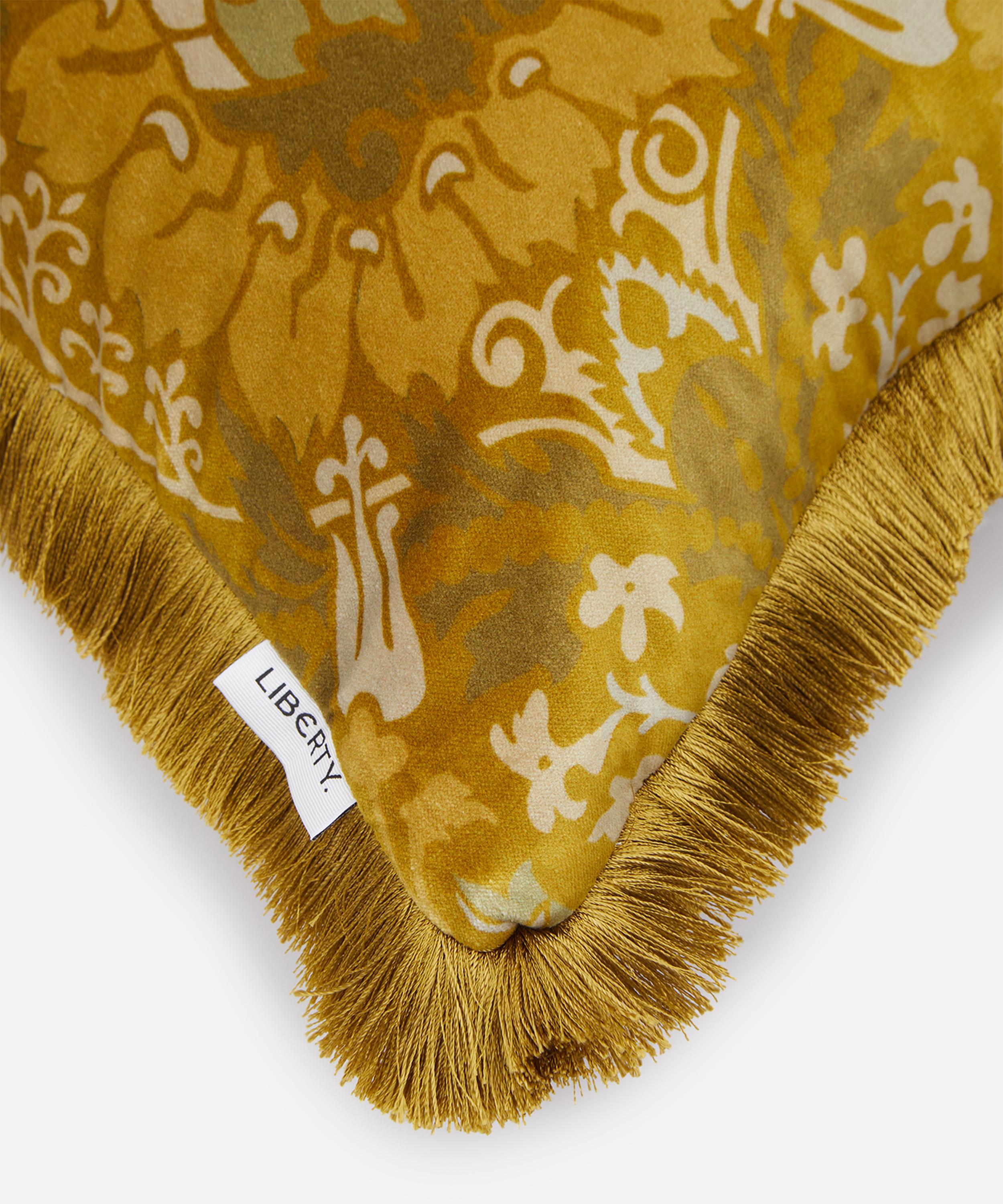 Liberty - Electric Nouv Yellow Velvet Fringed Cushion image number 2