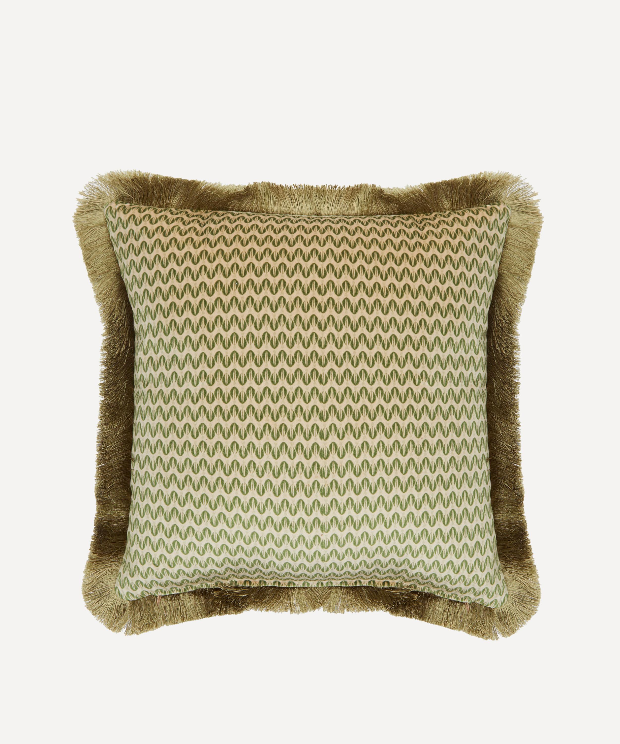 Liberty - Persian Garden Cream Velvet Fringed Cushion image number 1