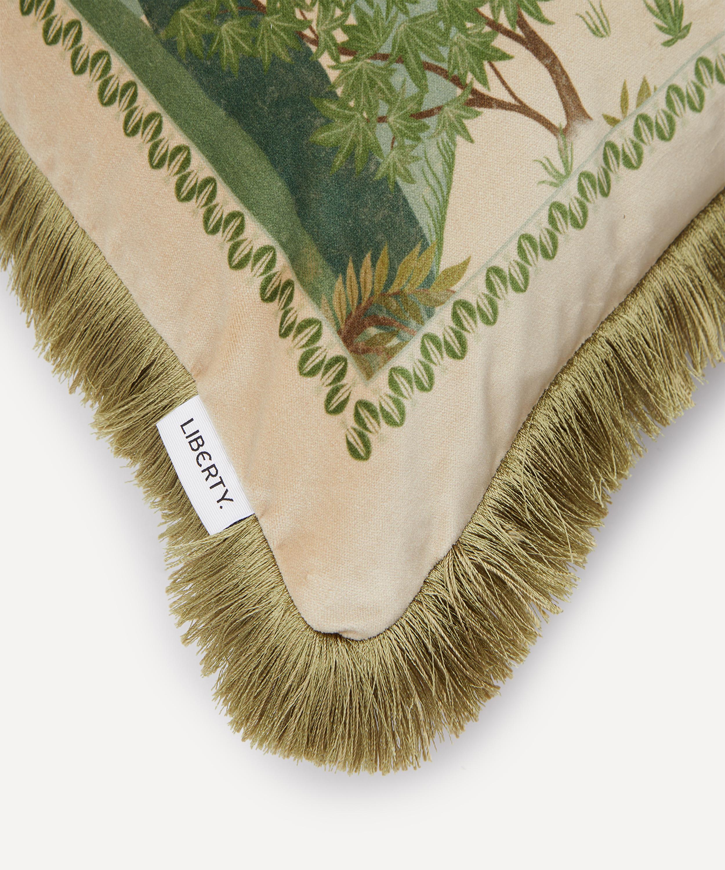 Liberty - Persian Garden Cream Velvet Fringed Cushion image number 2