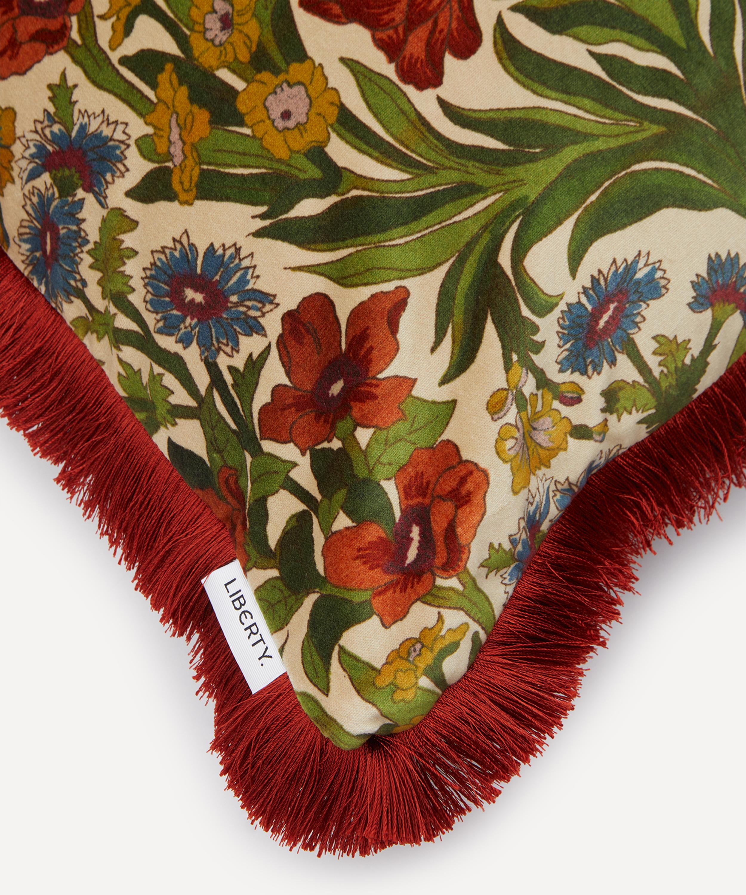 Liberty - Seagrass Green Velvet Fringed Cushion image number 2