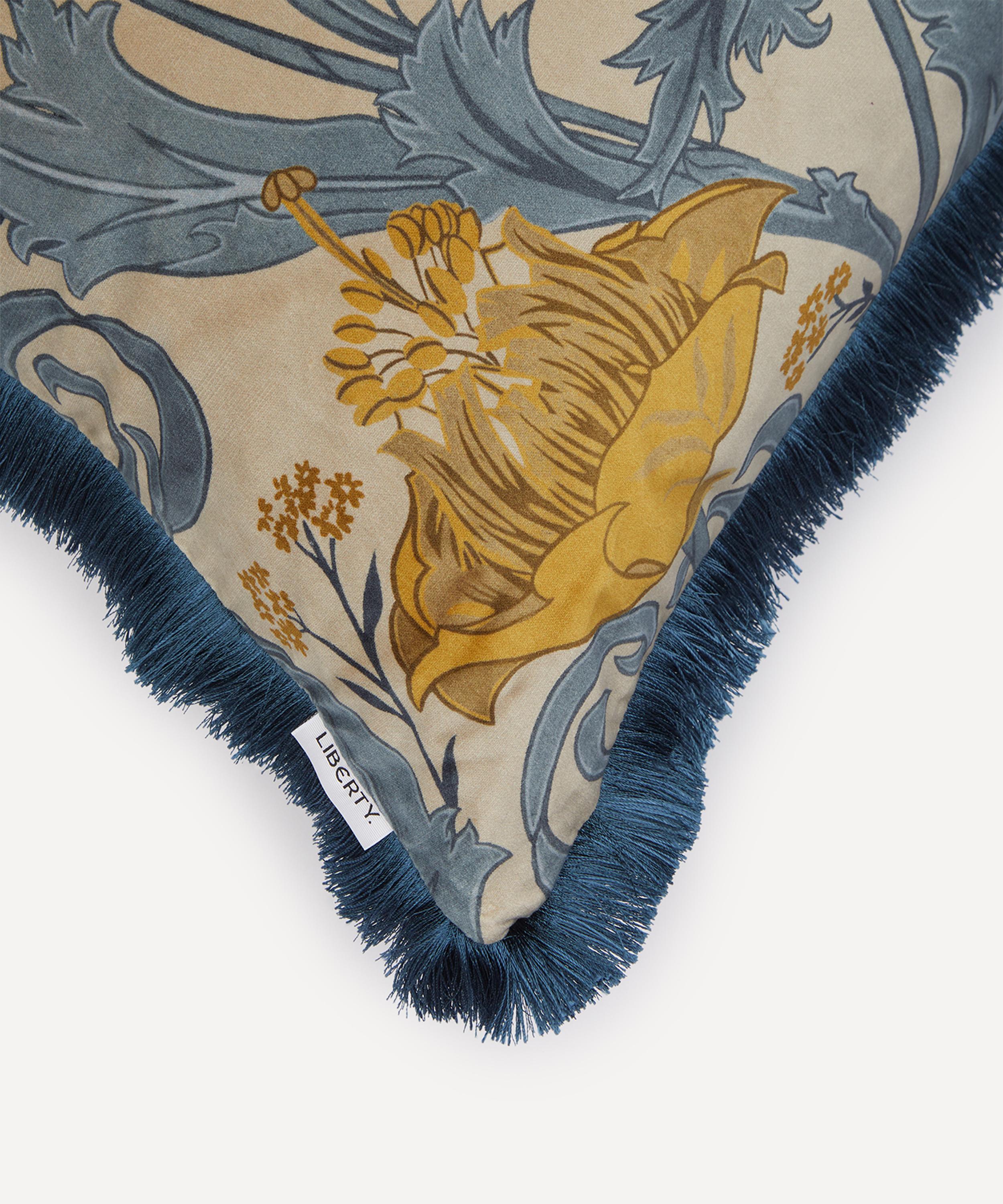 Liberty - Bold Bloom Ecru Velvet Fringed Cushion image number 2