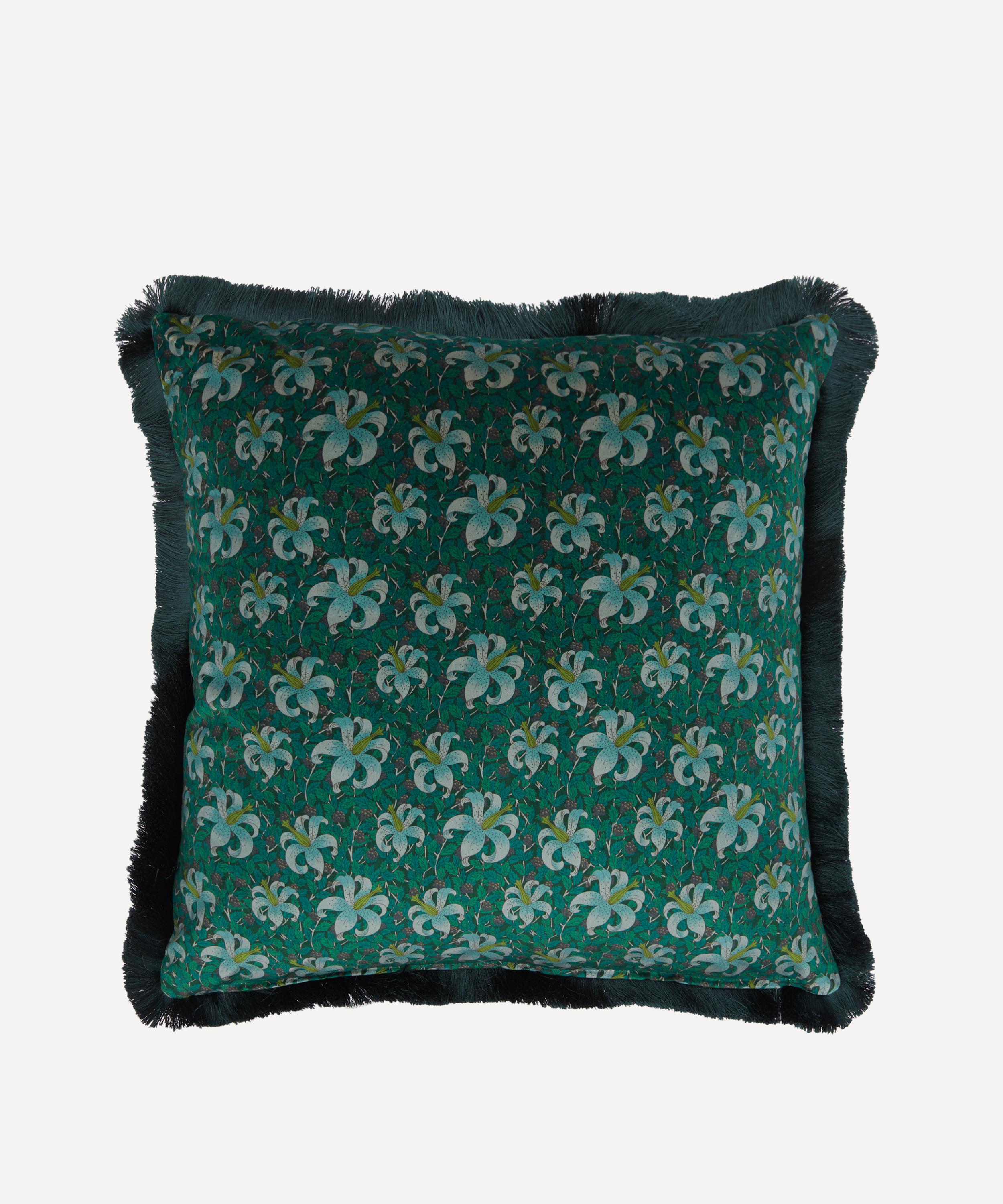 Liberty - Melbury Jade Velvet Fringed Cushion image number 1