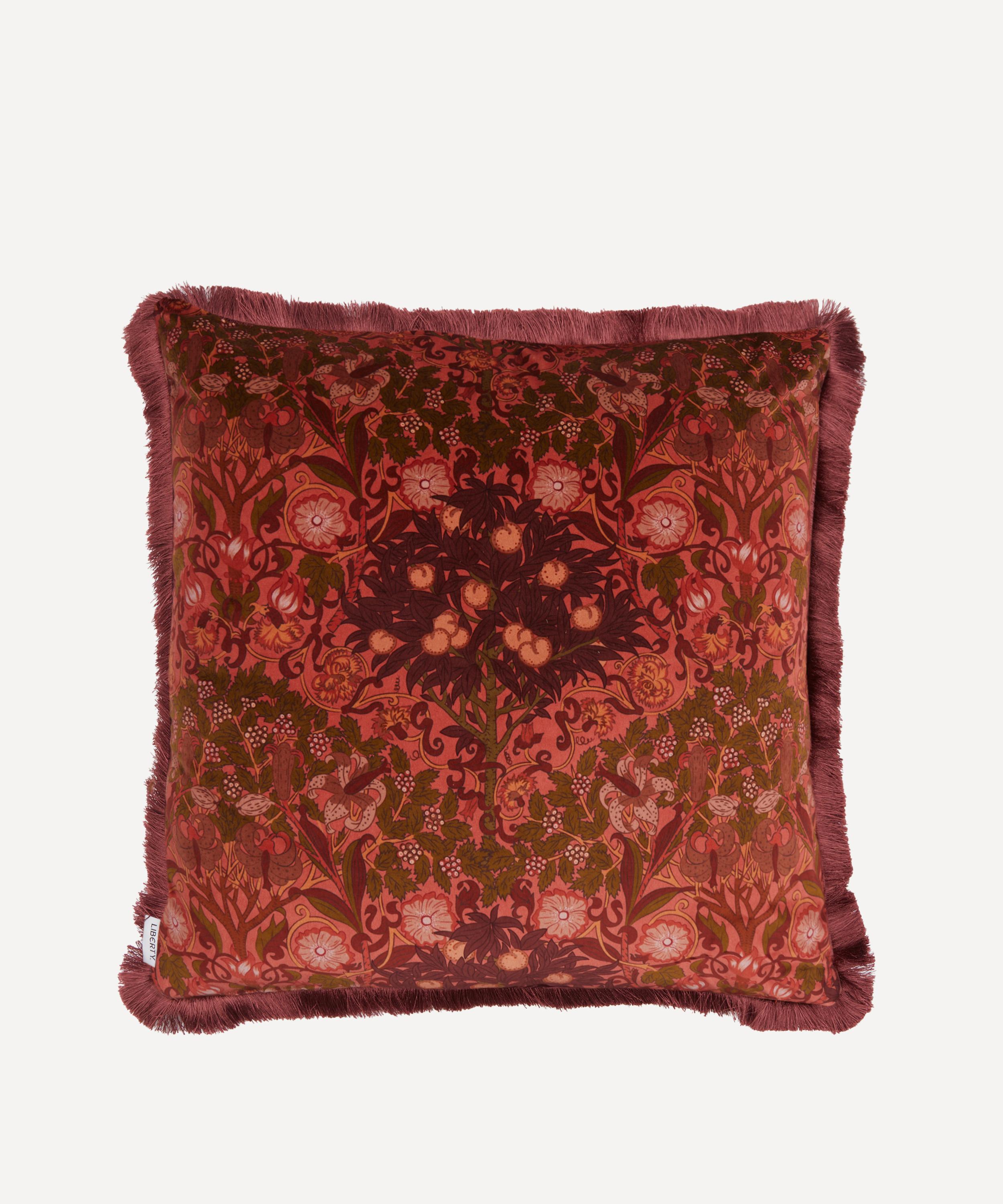 Liberty - Melbury Raspberry Velvet Fringed Cushion image number 0