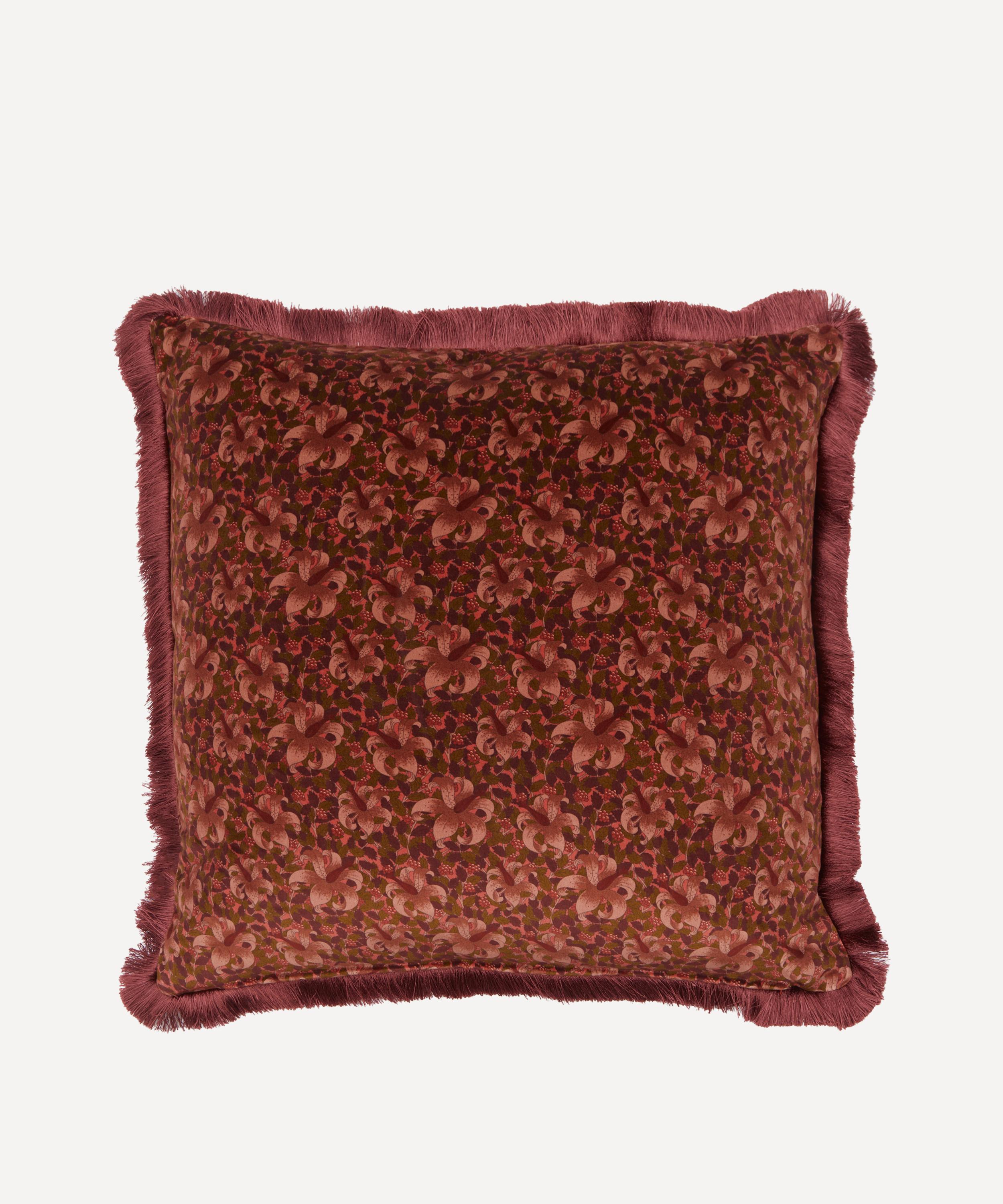 Liberty - Melbury Raspberry Velvet Fringed Cushion image number 1