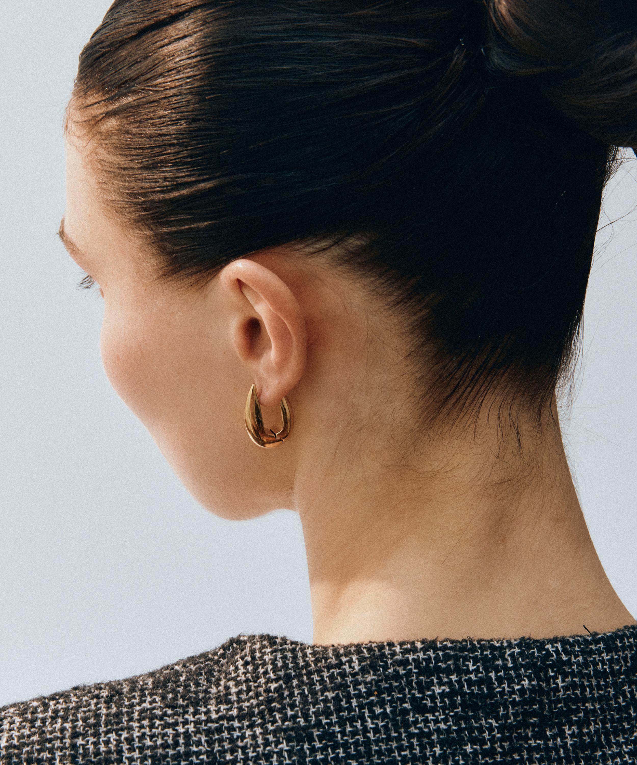 Edblad - 14ct Gold-Plated Large Crest Hoop Earrings image number 2