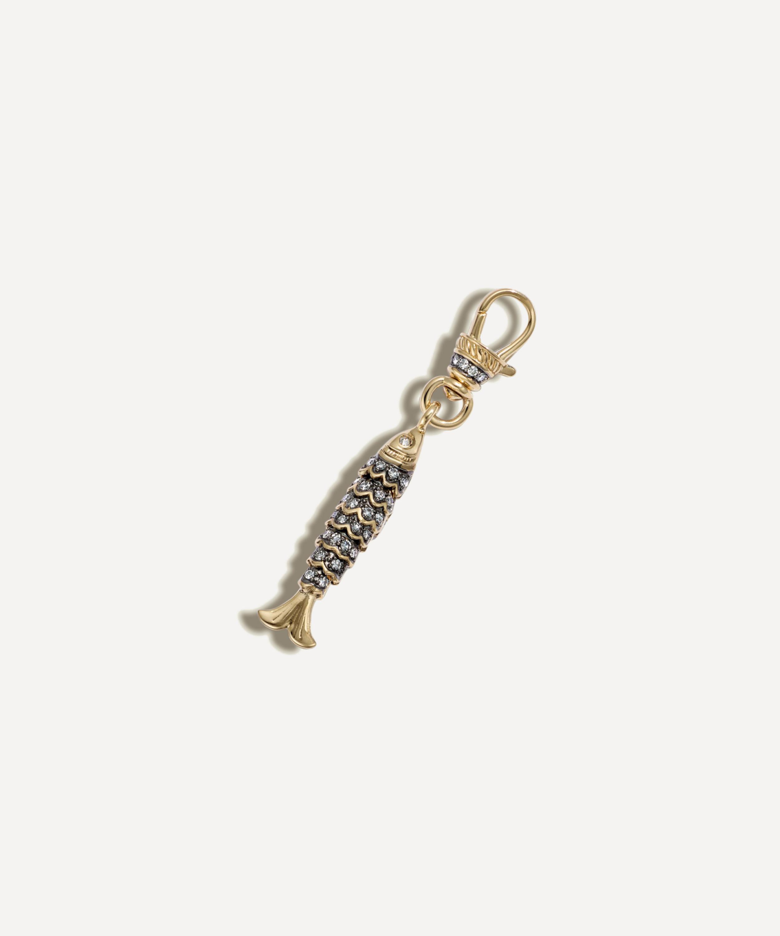 Lucy Delius - 14ct Gold Diamond Dinky Fish Pendant image number 0